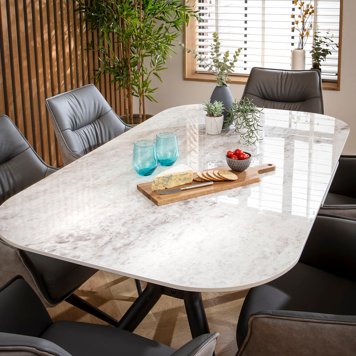 Conor Ceramic Extending Dining Set - 6 Seater - Grey dining set Such Comfort