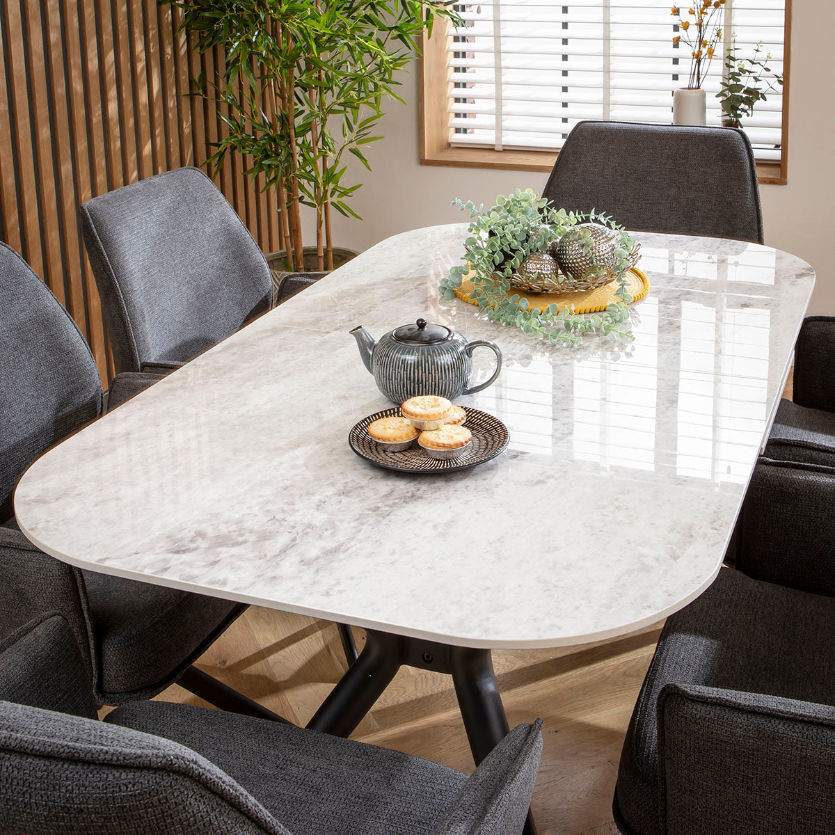 Conor Ceramic Extending Dining Set - 6 Seater - Charcoal dining set Such Comfort