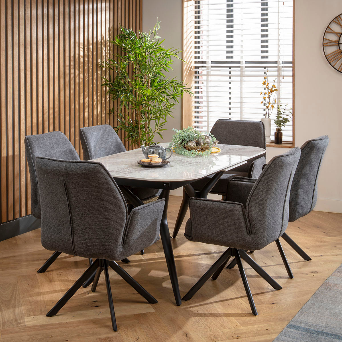 Conor Ceramic Extending Dining Set - 6 Seater - Charcoal dining set Such Comfort