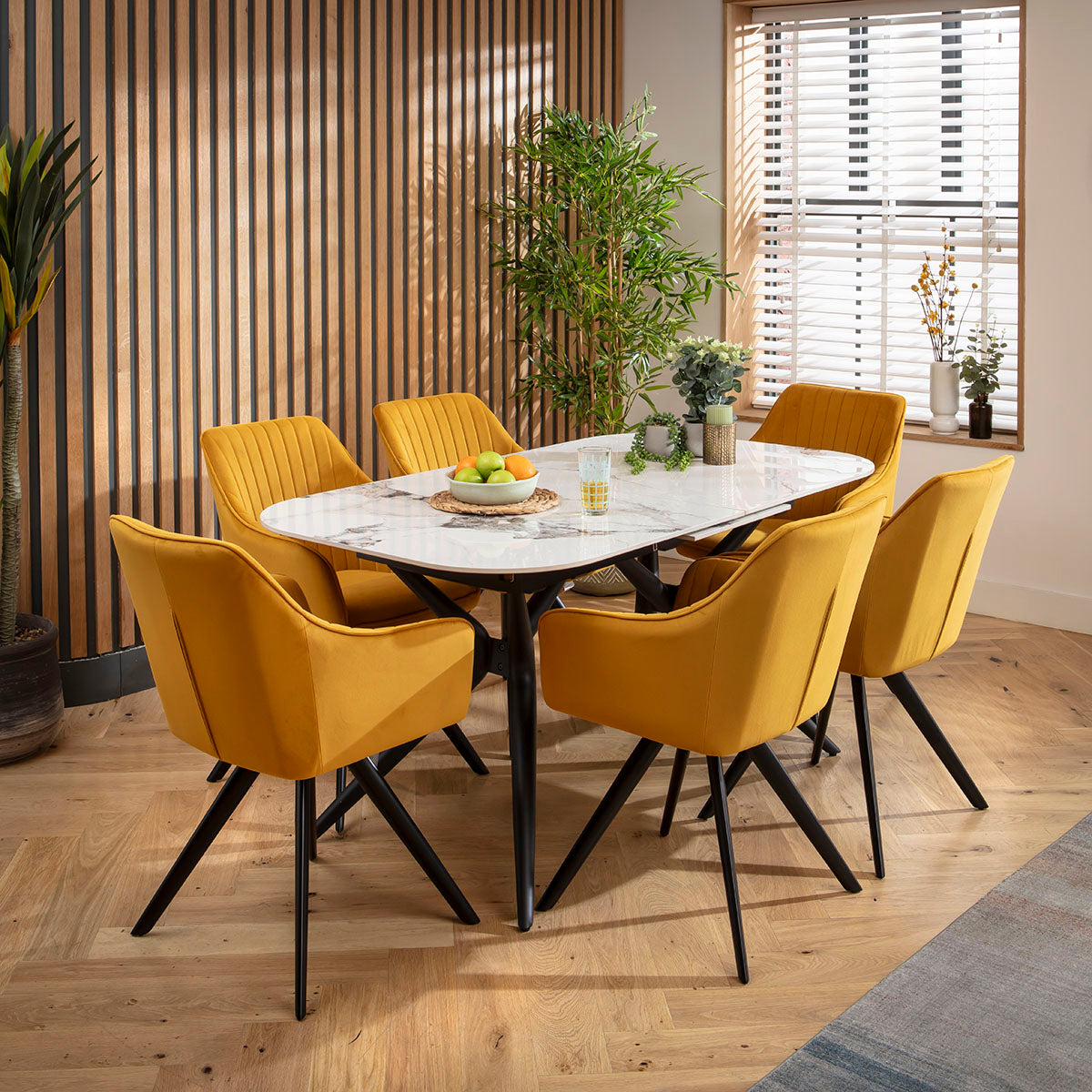 Conor Ceramic Extending Dining Set - 6 Seater - Mustard dining set Such Comfort
