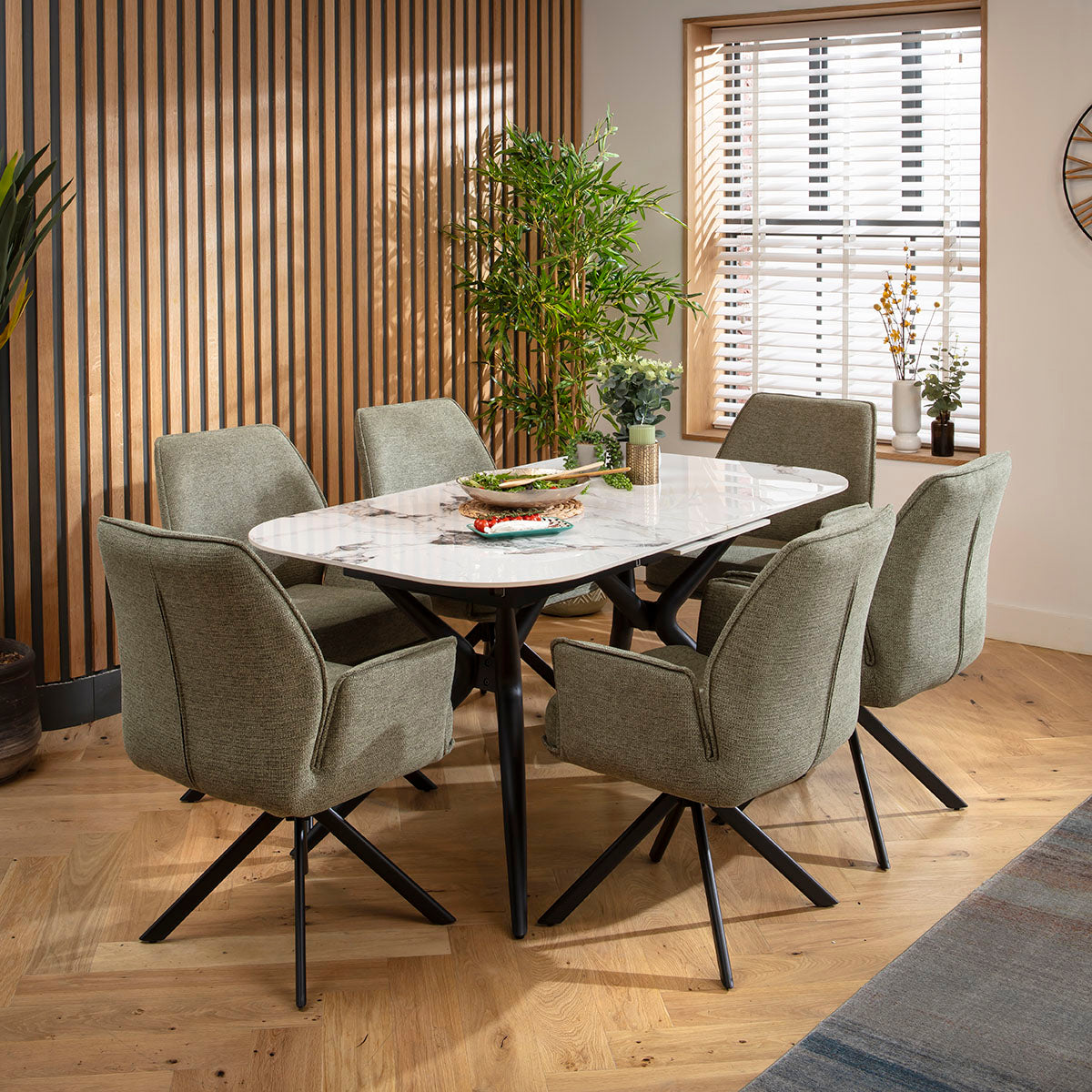Conor Ceramic Extending Dining Set - 6 Seater - Green Nina dining set Such Comfort
