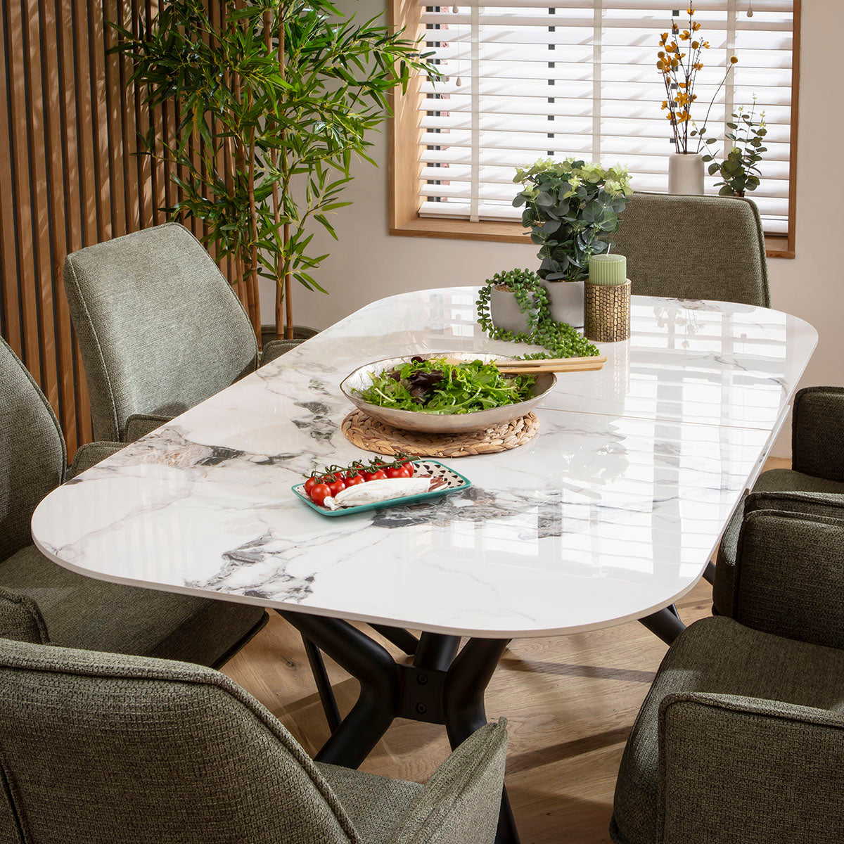 Conor Ceramic Extending Dining Set - 6 Seater - Green Nina dining set Such Comfort