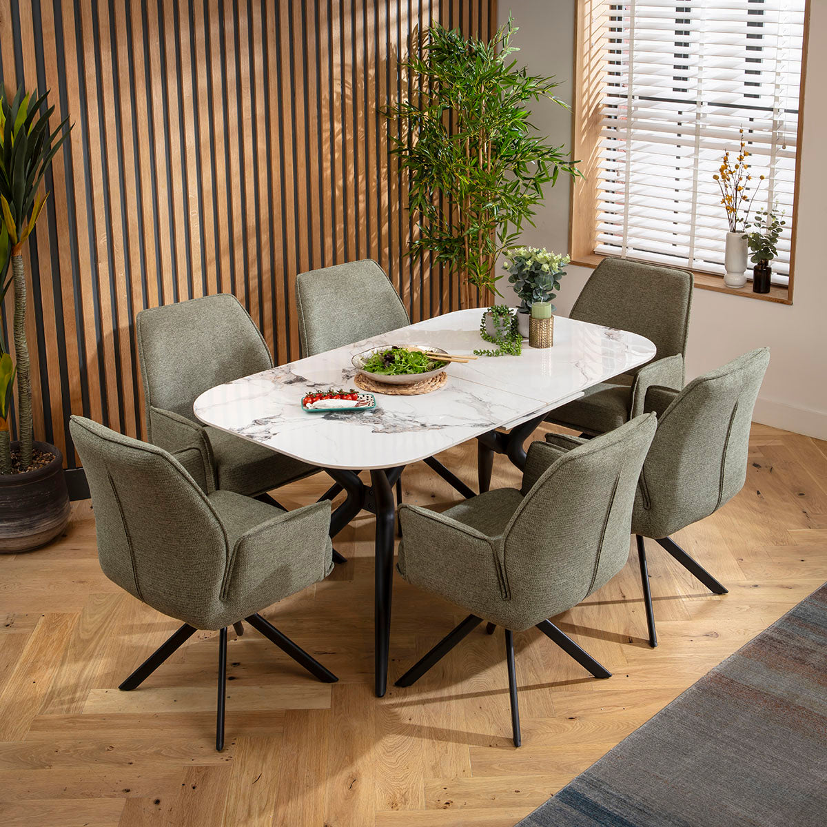 Nina Swivel Carver Dining Chairs Green dining chair Such Comfort