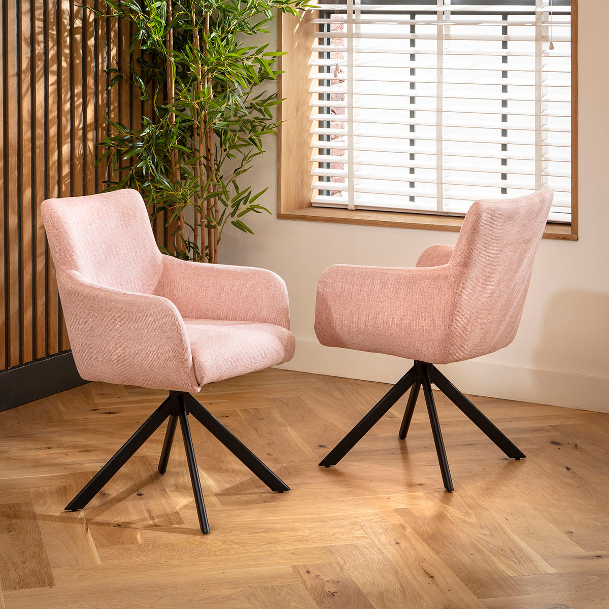 Luna Swivel Carver Dining Chairs Pink dining chair Such Comfort