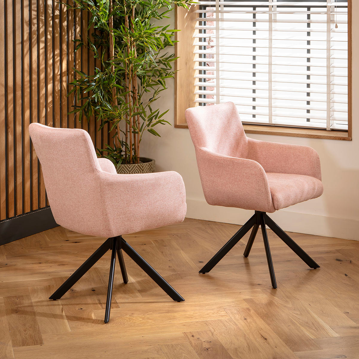 Luna Swivel Carver Dining Chairs Pink dining chair Such Comfort
