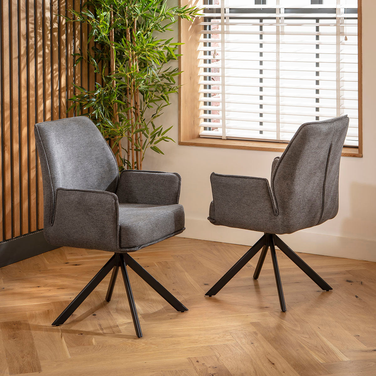 Nina Swivel Carver Dining Chairs Charcoal dining chair Such Comfort