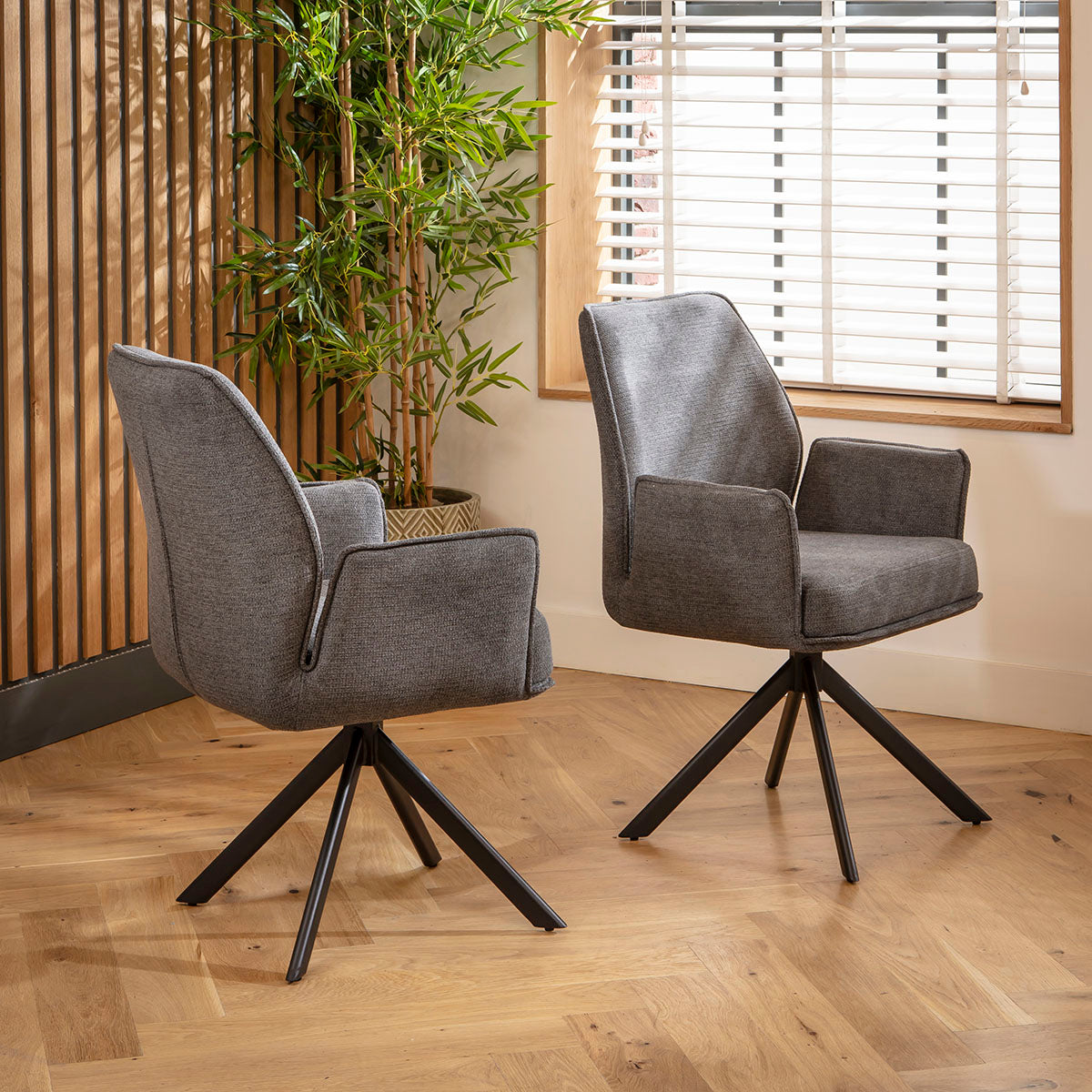 Nina Swivel Carver Dining Chairs Charcoal dining chair Such Comfort