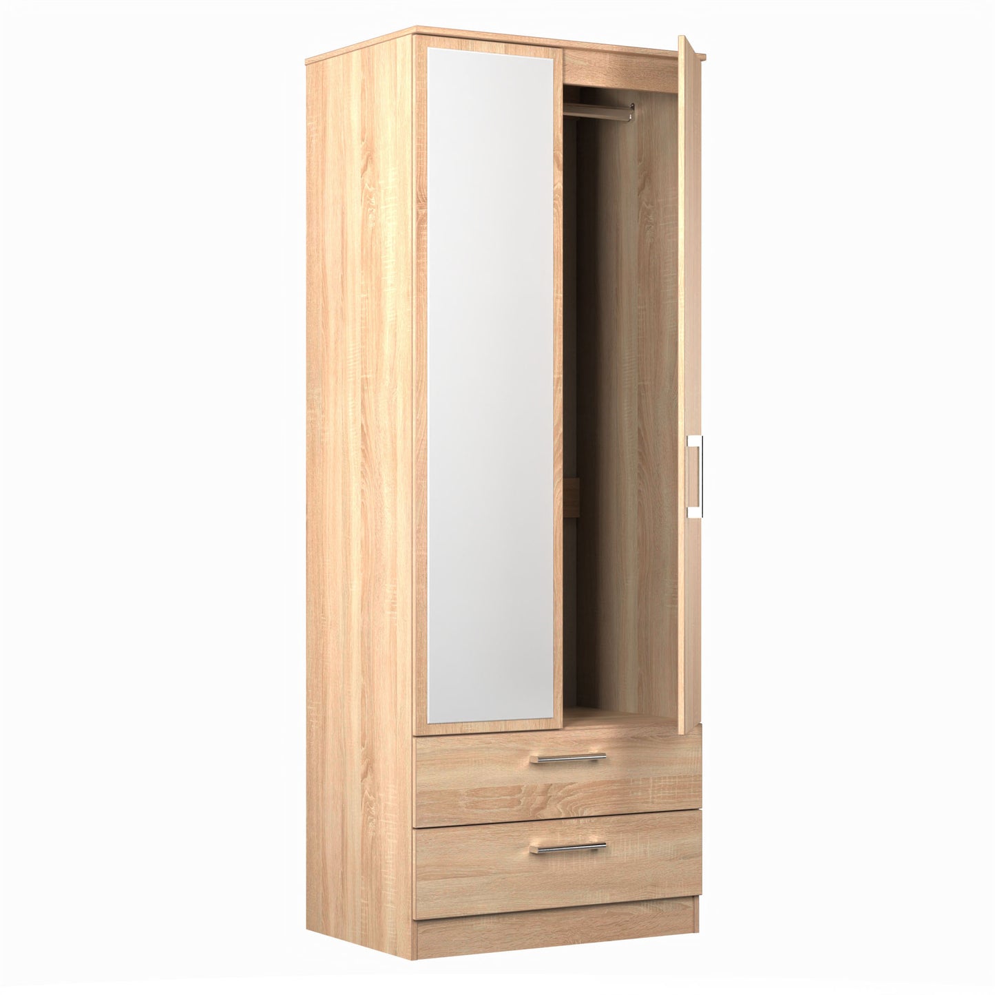 Destiny Bardolino 2 Door 2 Drawer Wardrobe With Mirror Left Door Sheffield Discount Furniture