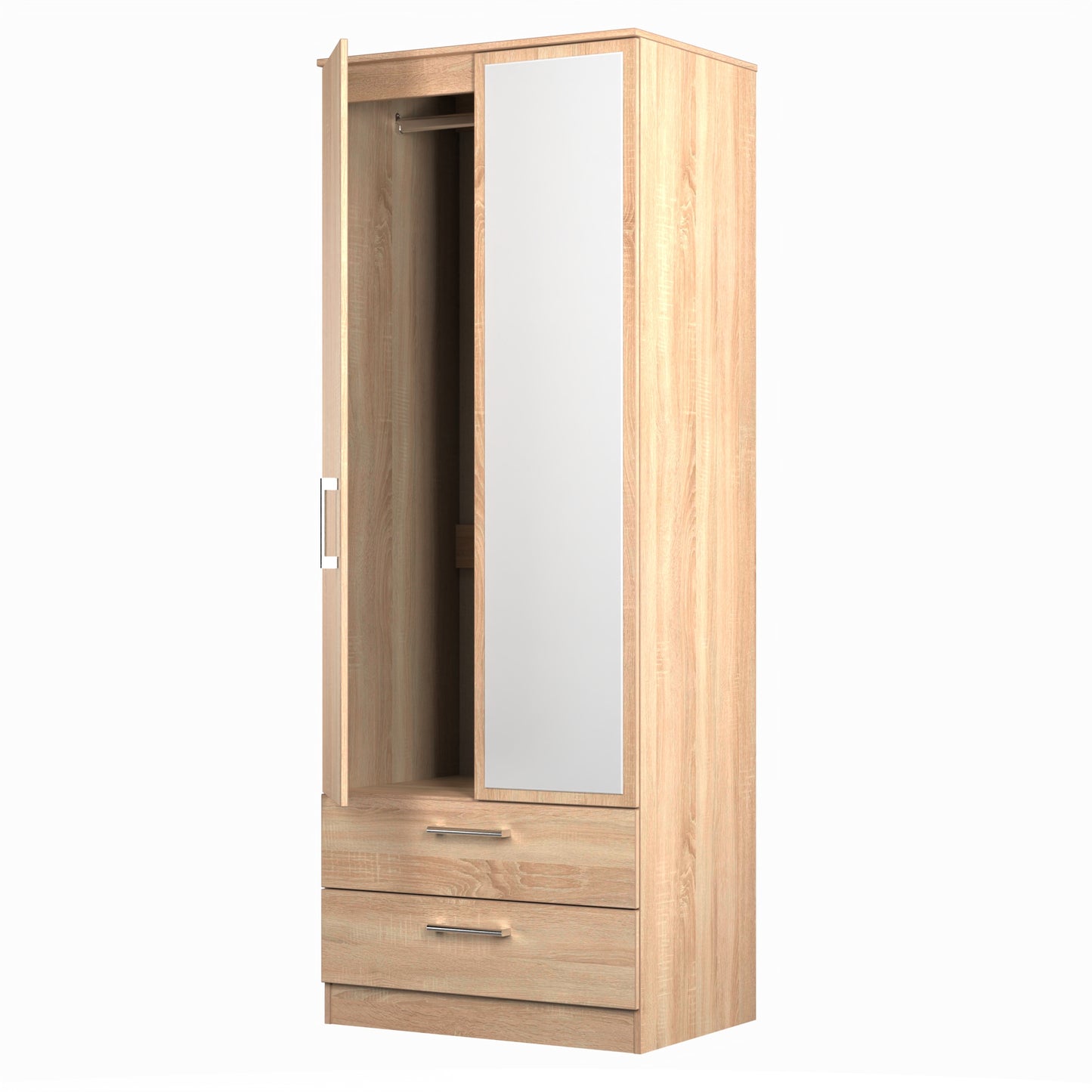 Destiny Bardolino 2 Door 2 Drawer Wardrobe With Mirror Right Door Sheffield Discount Furniture