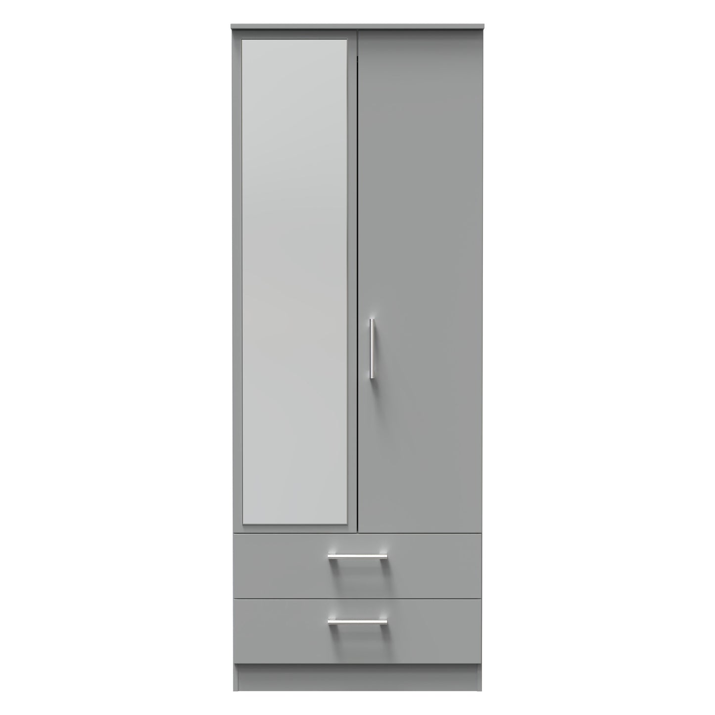 Destiny Dust Grey 2 Door 2 Drawer Wardrobe With Mirror Left Door Sheffield Discount Furniture