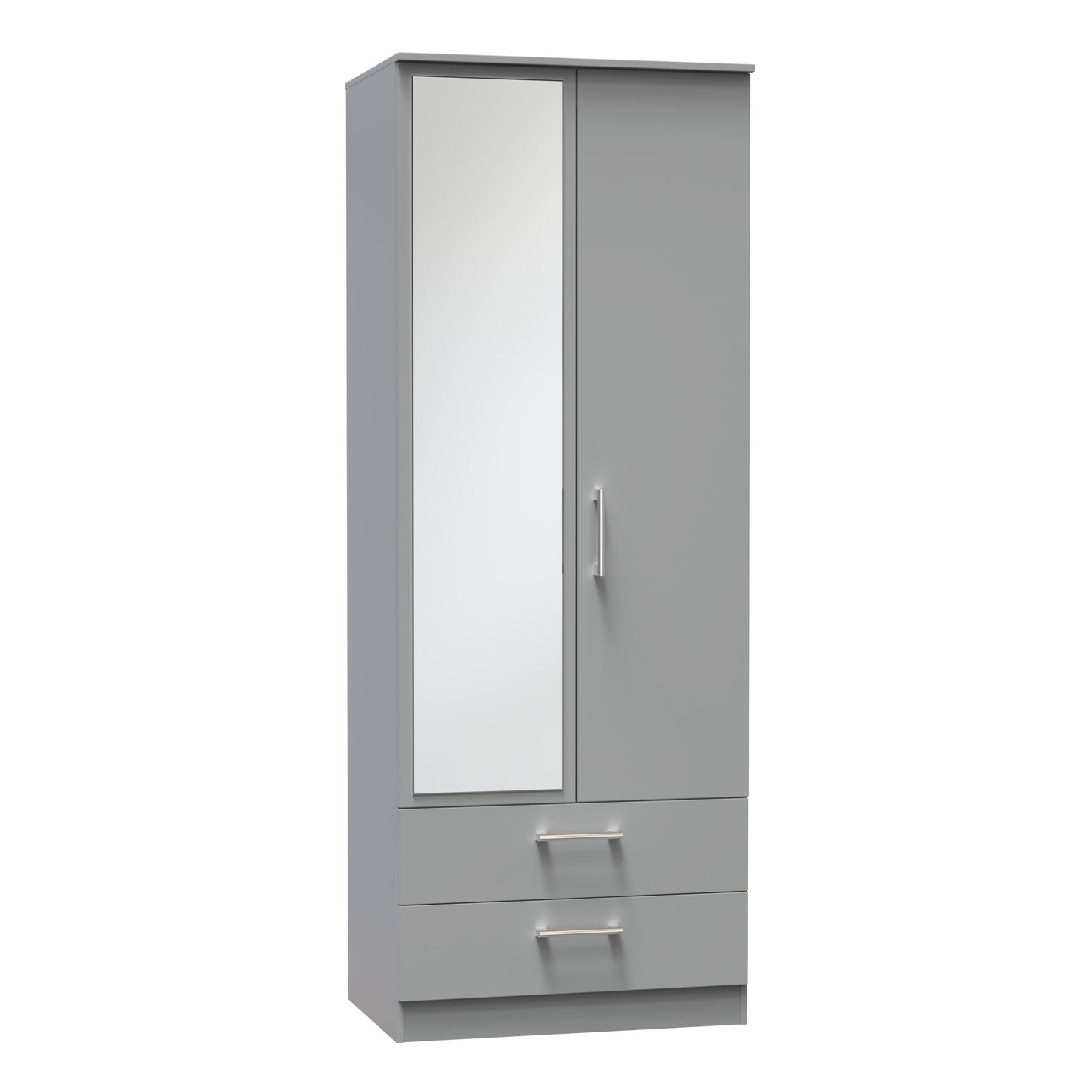 Destiny Dust Grey 2 Door 2 Drawer Wardrobe With Mirror Left Door Sheffield Discount Furniture