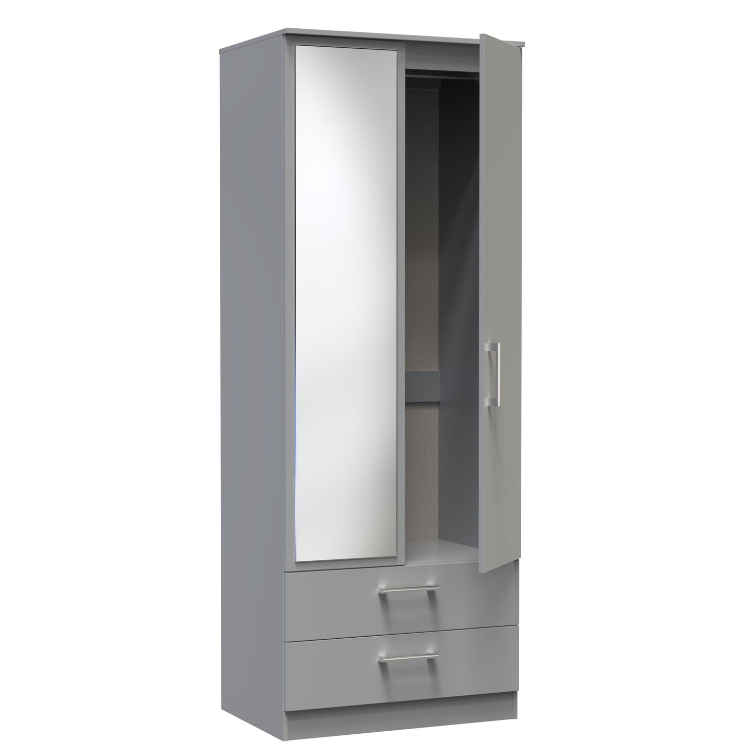 Destiny Dust Grey 2 Door 2 Drawer Wardrobe With Mirror Left Door Sheffield Discount Furniture