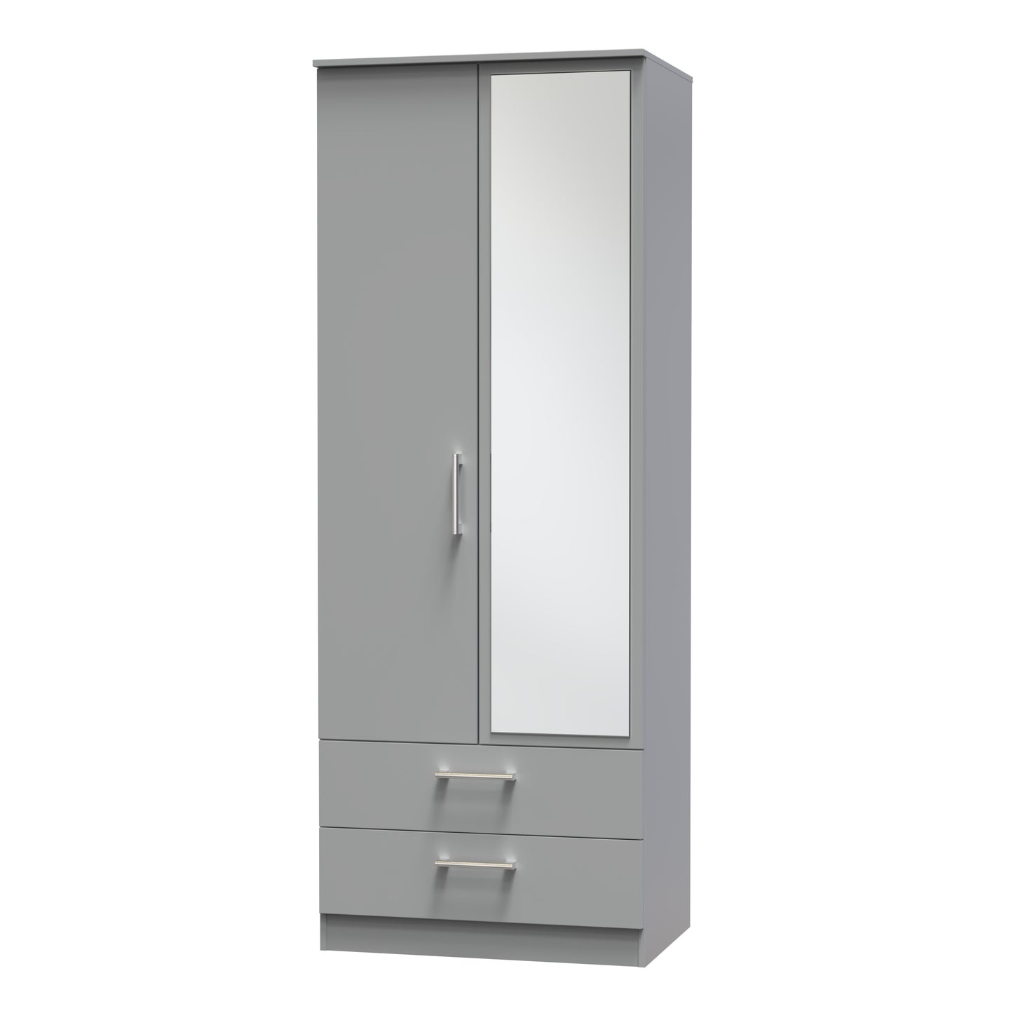 Destiny Dust Grey 2 Door 2 Drawer Wardrobe With Mirror Right Door Sheffield Discount Furniture