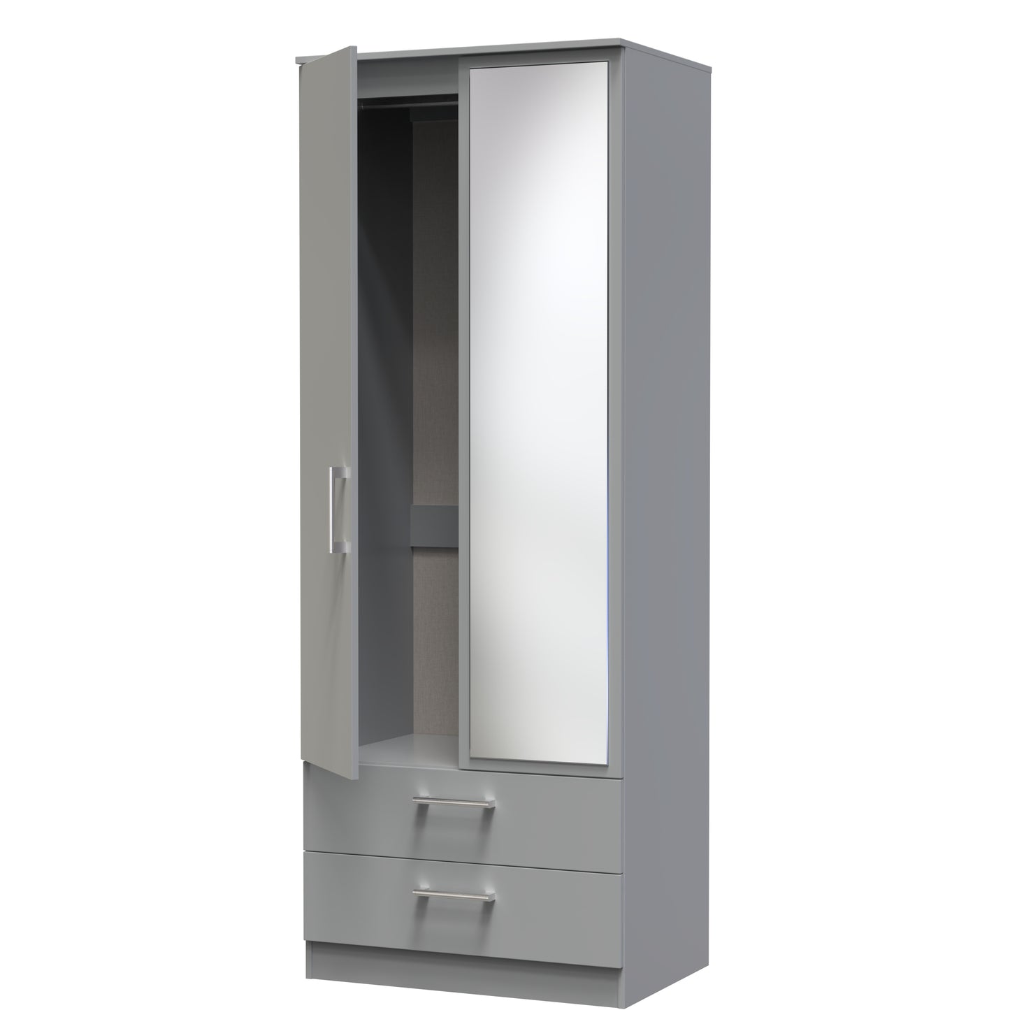 Destiny Dust Grey 2 Door 2 Drawer Wardrobe With Mirror Right Door Sheffield Discount Furniture