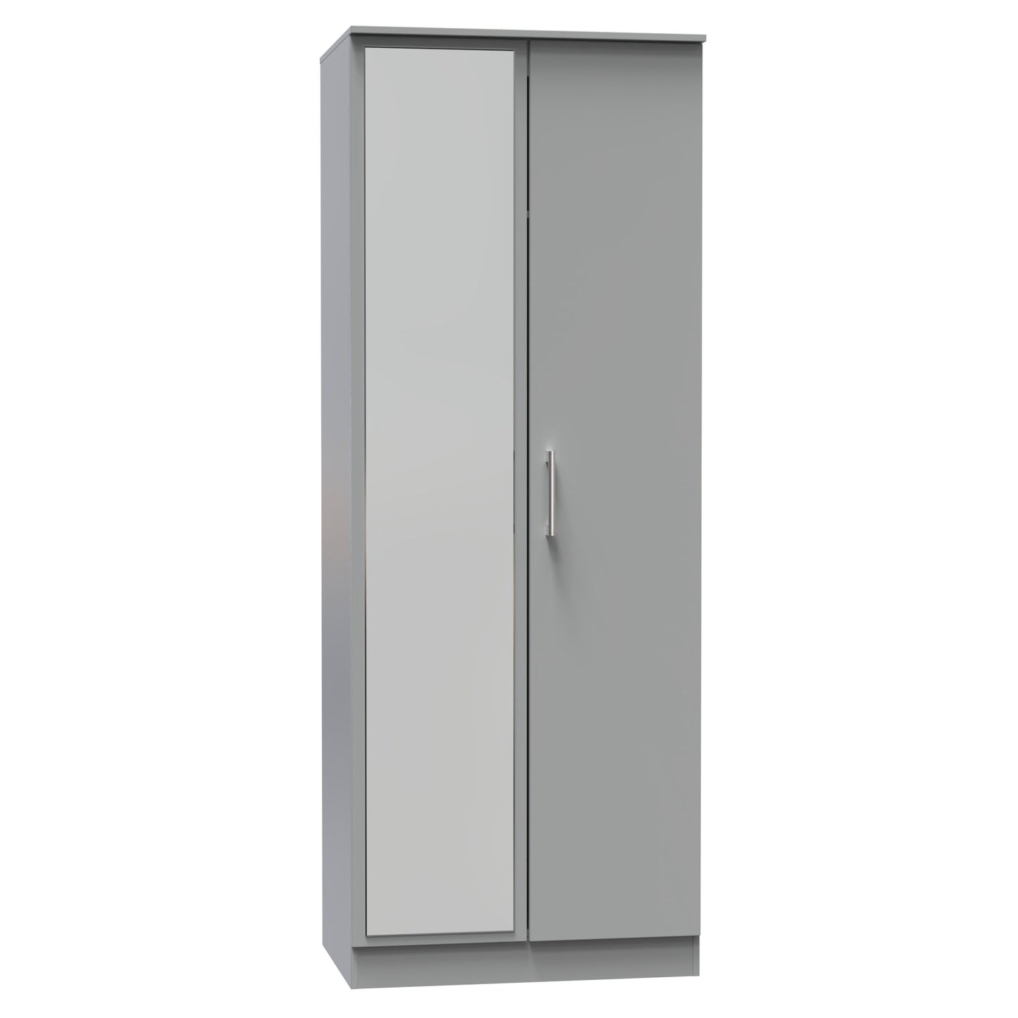 Destiny Dust Grey 2 Door Wardrobe With Mirror Left Door Sheffield Discount Furniture