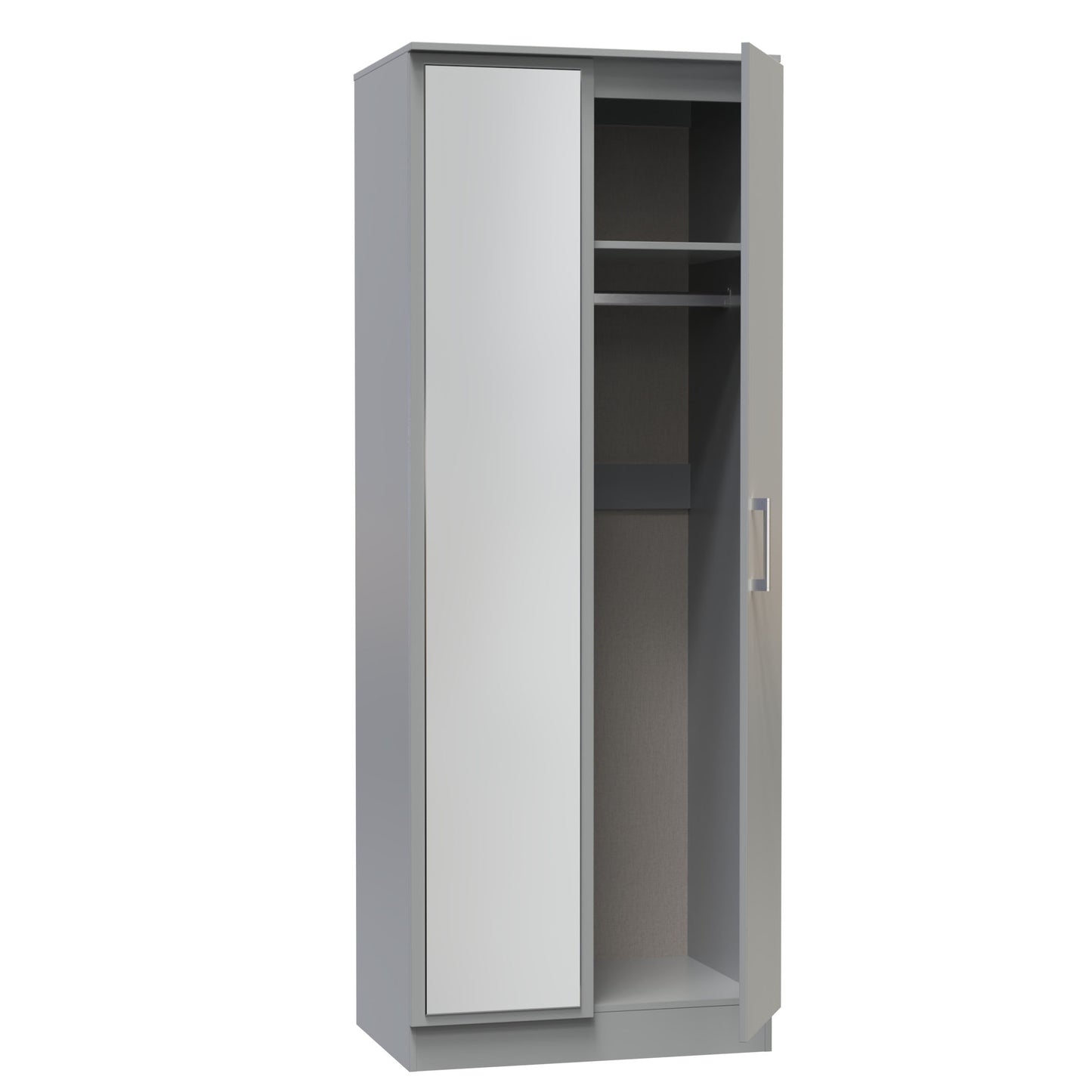 Destiny Dust Grey 2 Door Wardrobe With Mirror Left Door Sheffield Discount Furniture