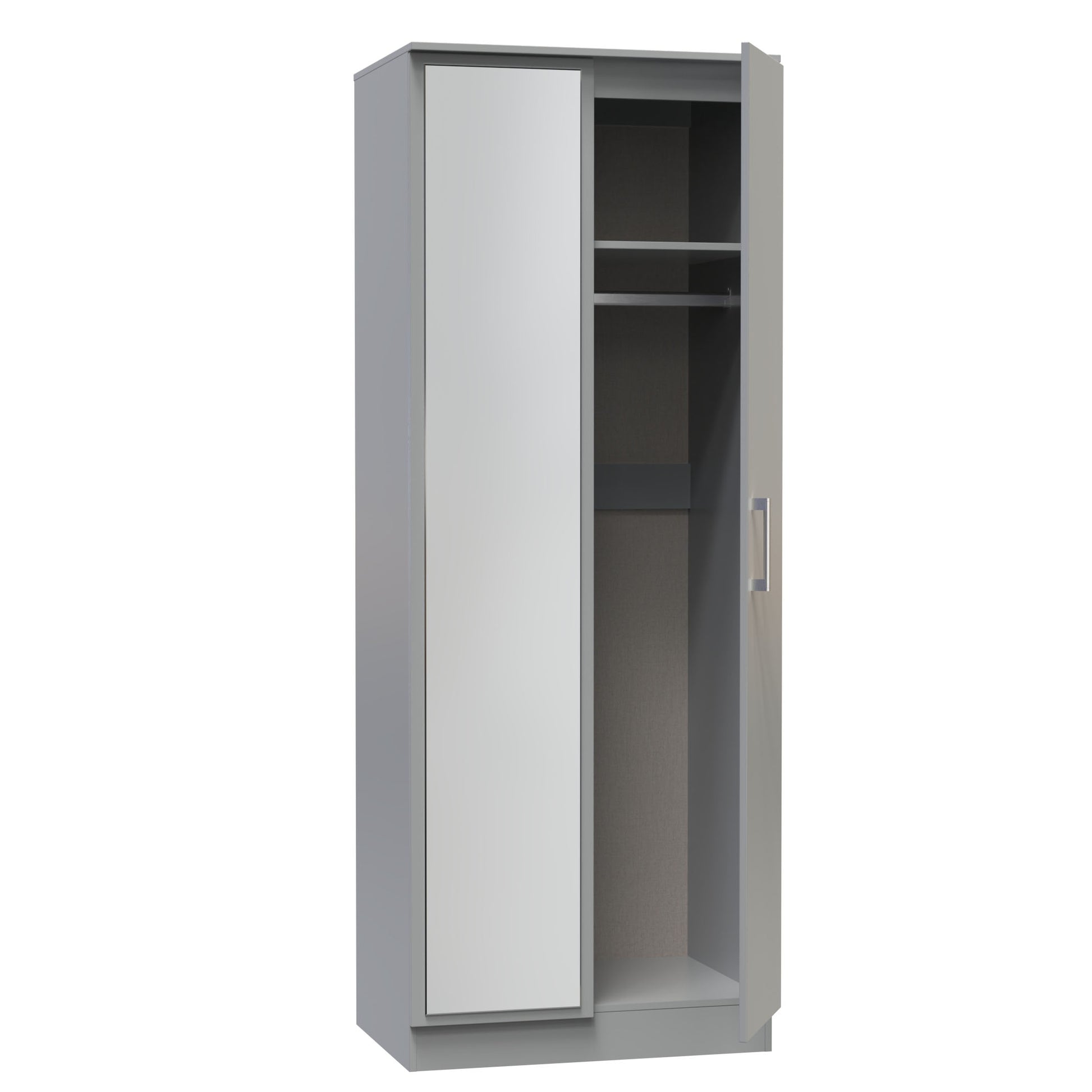 Destiny Dust Grey 2 Door Wardrobe With Mirror Left Door Sheffield Discount Furniture