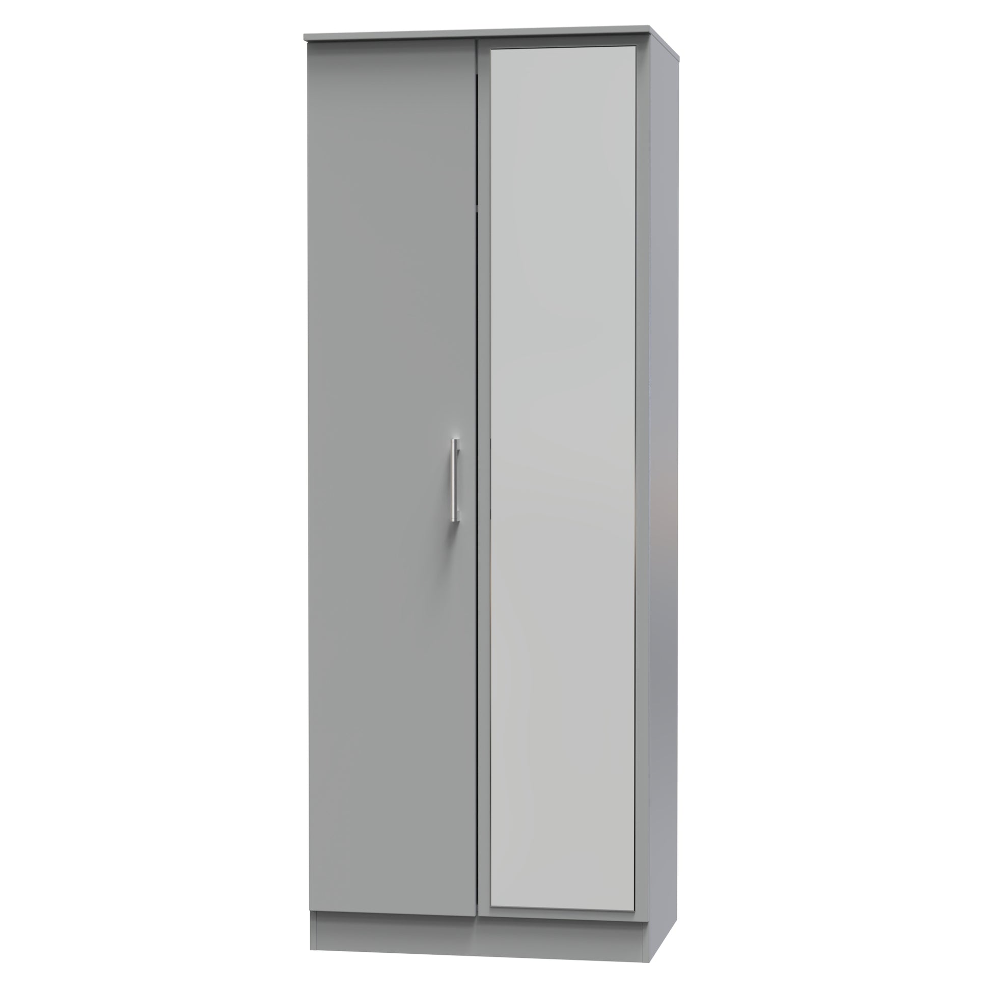 Destiny Dust Grey 2 Door Wardrobe With Mirror Right Door Sheffield Discount Furniture