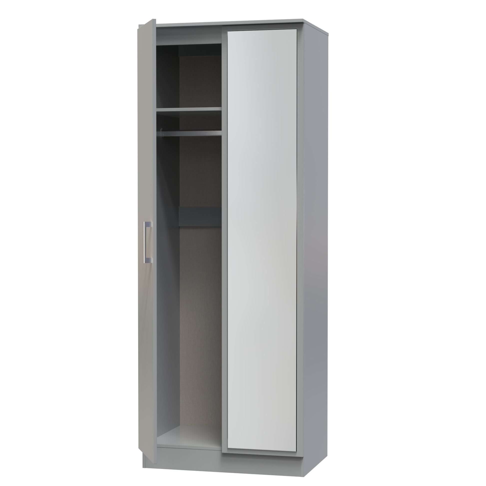 Destiny Dust Grey 2 Door Wardrobe With Mirror Right Door Sheffield Discount Furniture