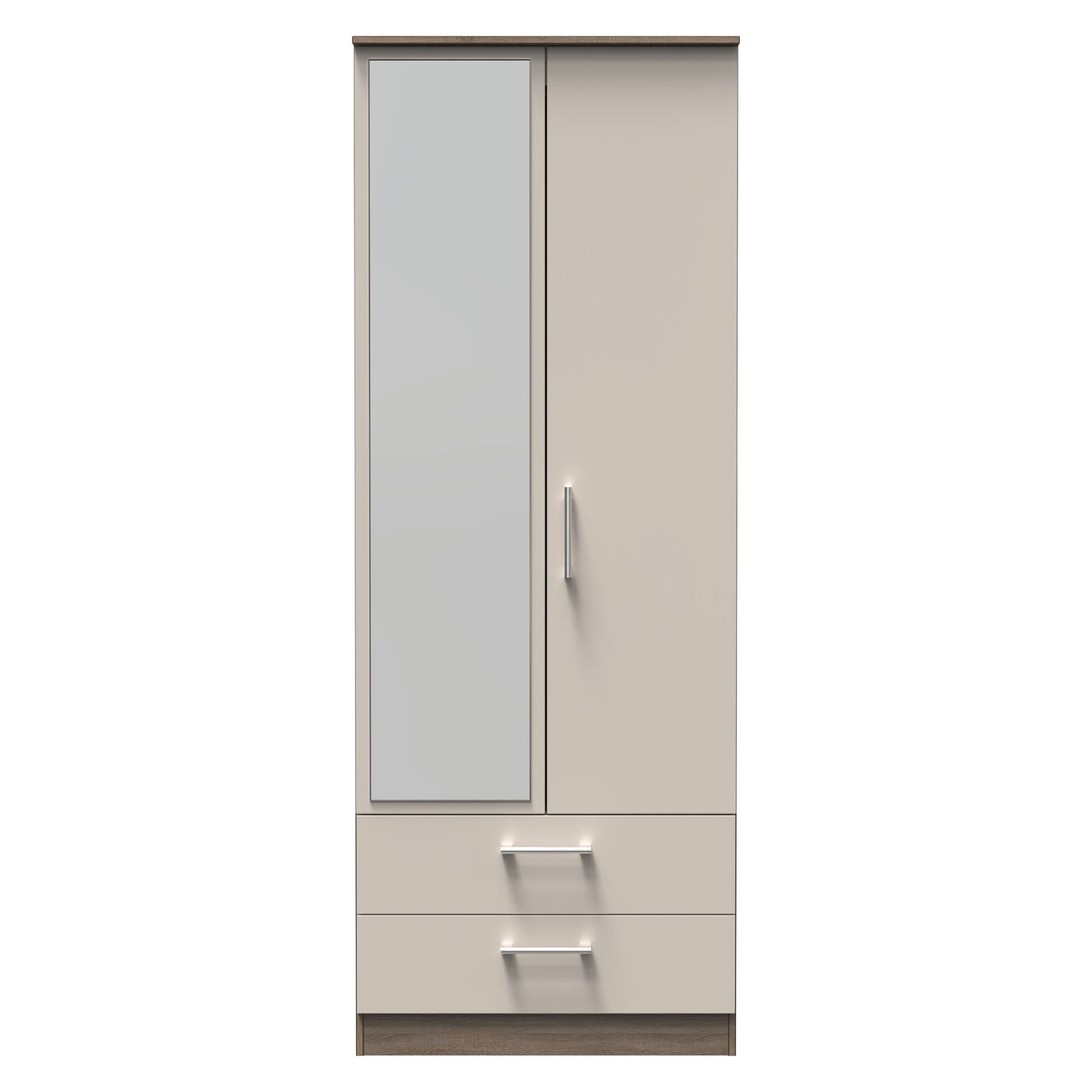 Sorrento 2 Door 2 Drawer Wardrobe With Mirror Left Door Sheffield Discount Furniture