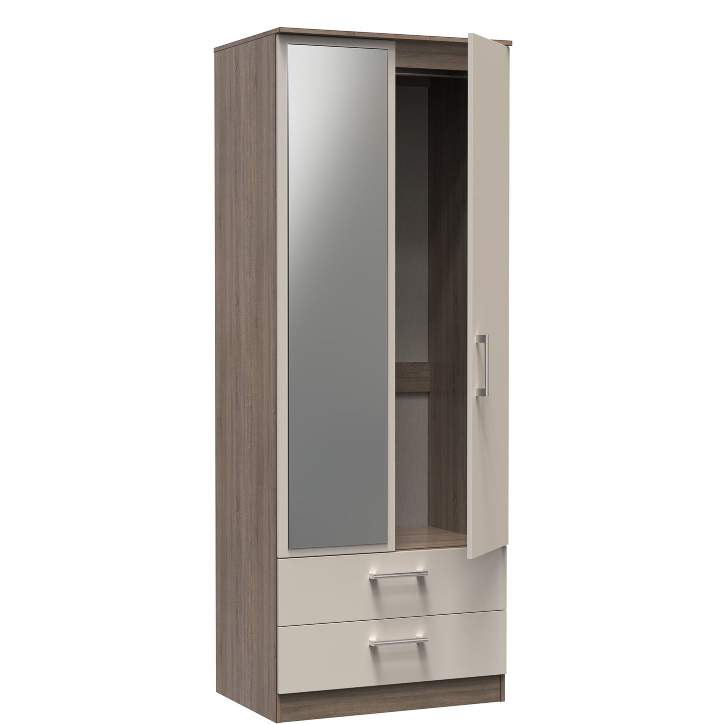 Sorrento 2 Door 2 Drawer Wardrobe With Mirror Left Door Sheffield Discount Furniture