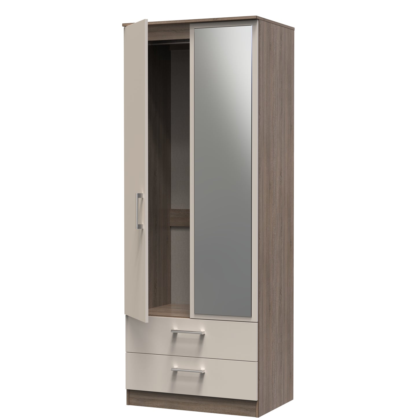 Sorrento 2 Door 2 Drawer Wardrobe With Mirror Right Door Sheffield Discount Furniture