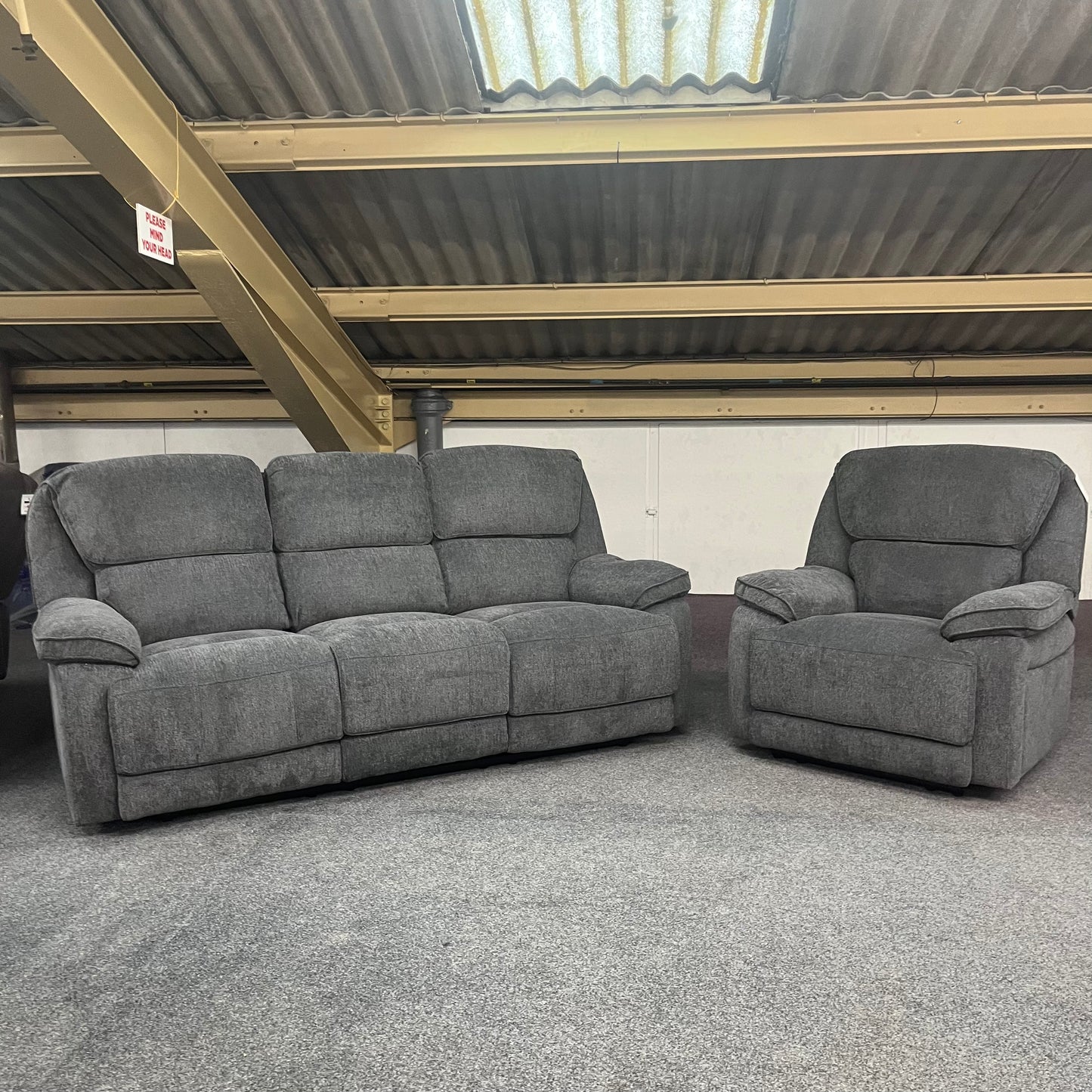 Douglas Manual Recliner Sofa Set Charcoal Sheffield Discount Furniture