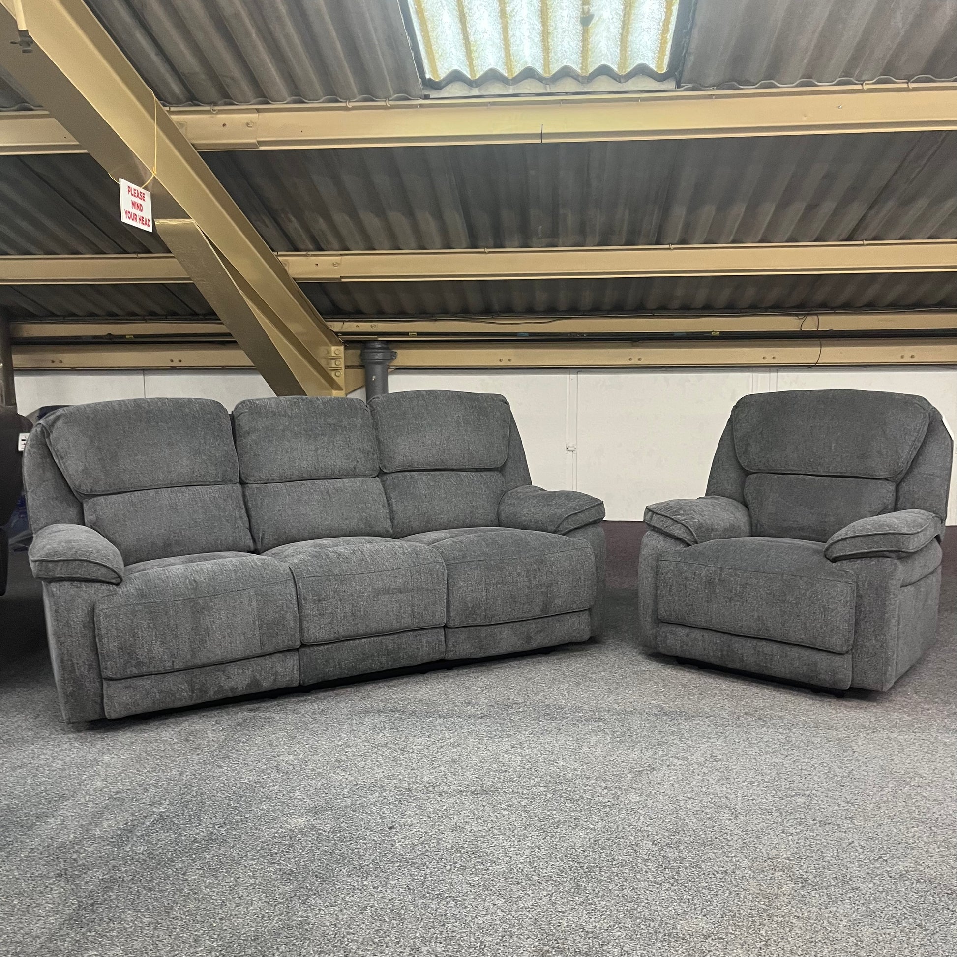 Douglas Manual Recliner Sofa Set Charcoal Sheffield Discount Furniture