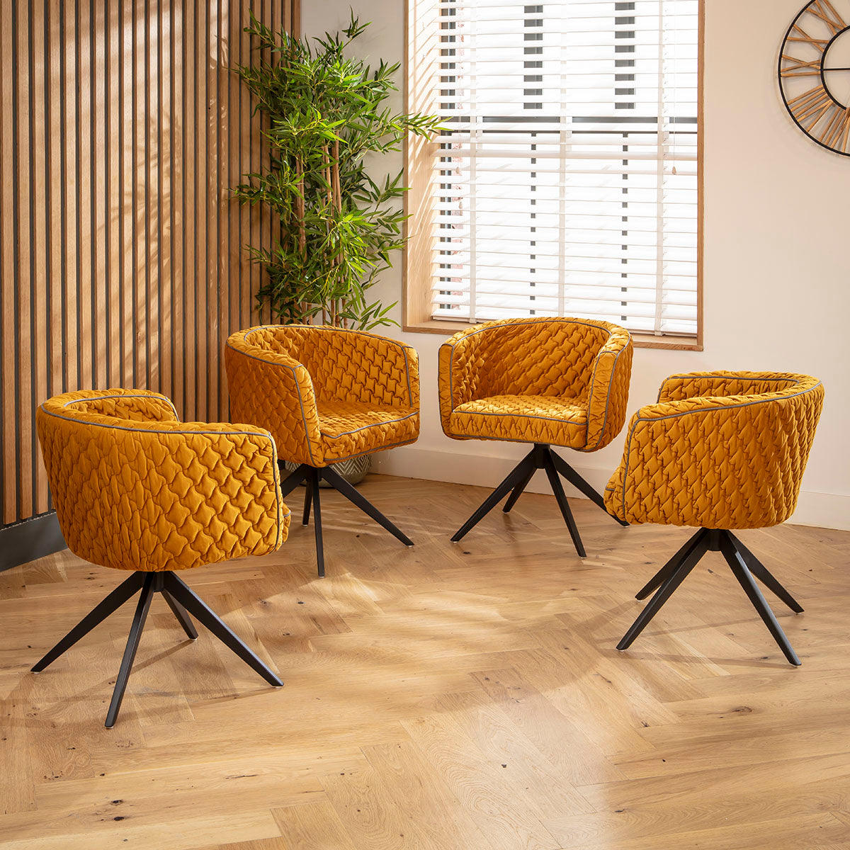 Caleb Ceramic Dining Set - 6 Seater - Mustard Maple dining set Such Comfort
