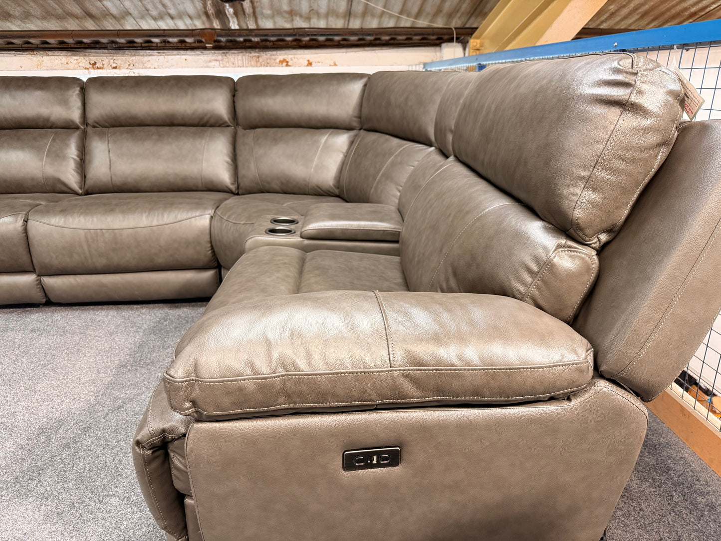 Chris Corner Sofa Power Recliner (Charcoal/Ivory)