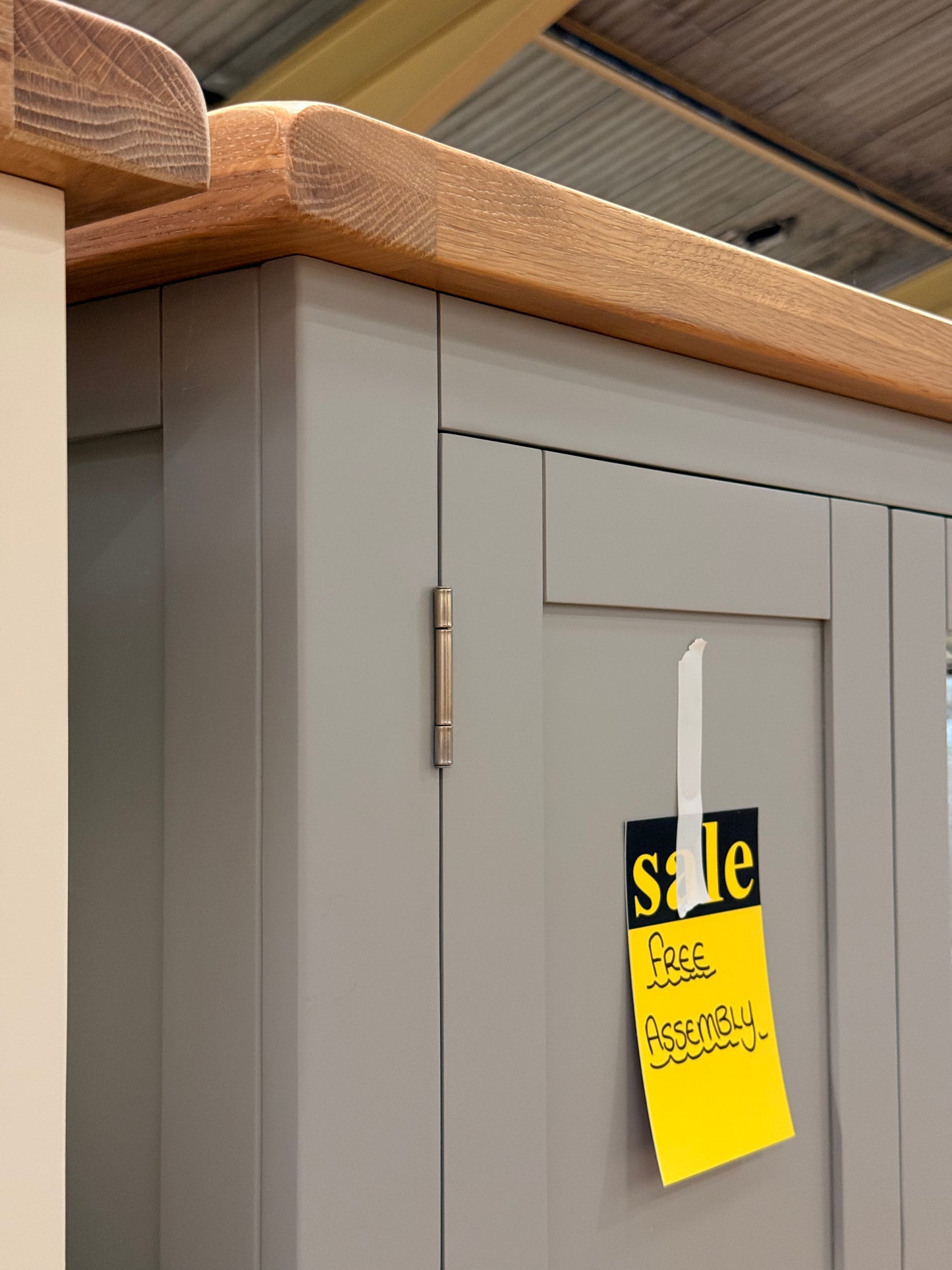 Windi 3 Door 2 Drawer Wardrobe with Mirror (Ivory/Oak/Grey) Sheffield Discount Furniture