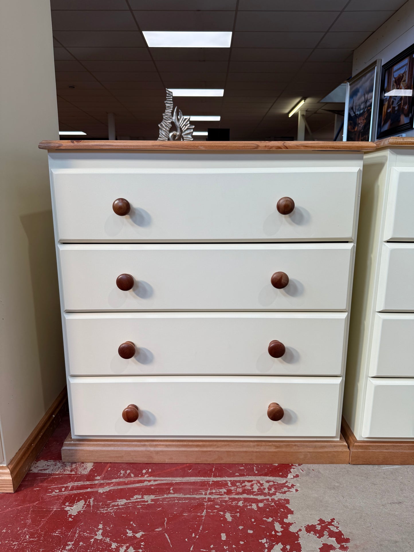 Cream Pine 4-Drawer Chest