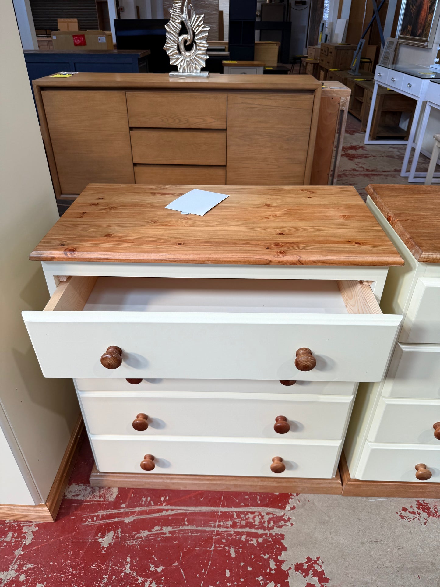 Cream Pine 4-Drawer Chest