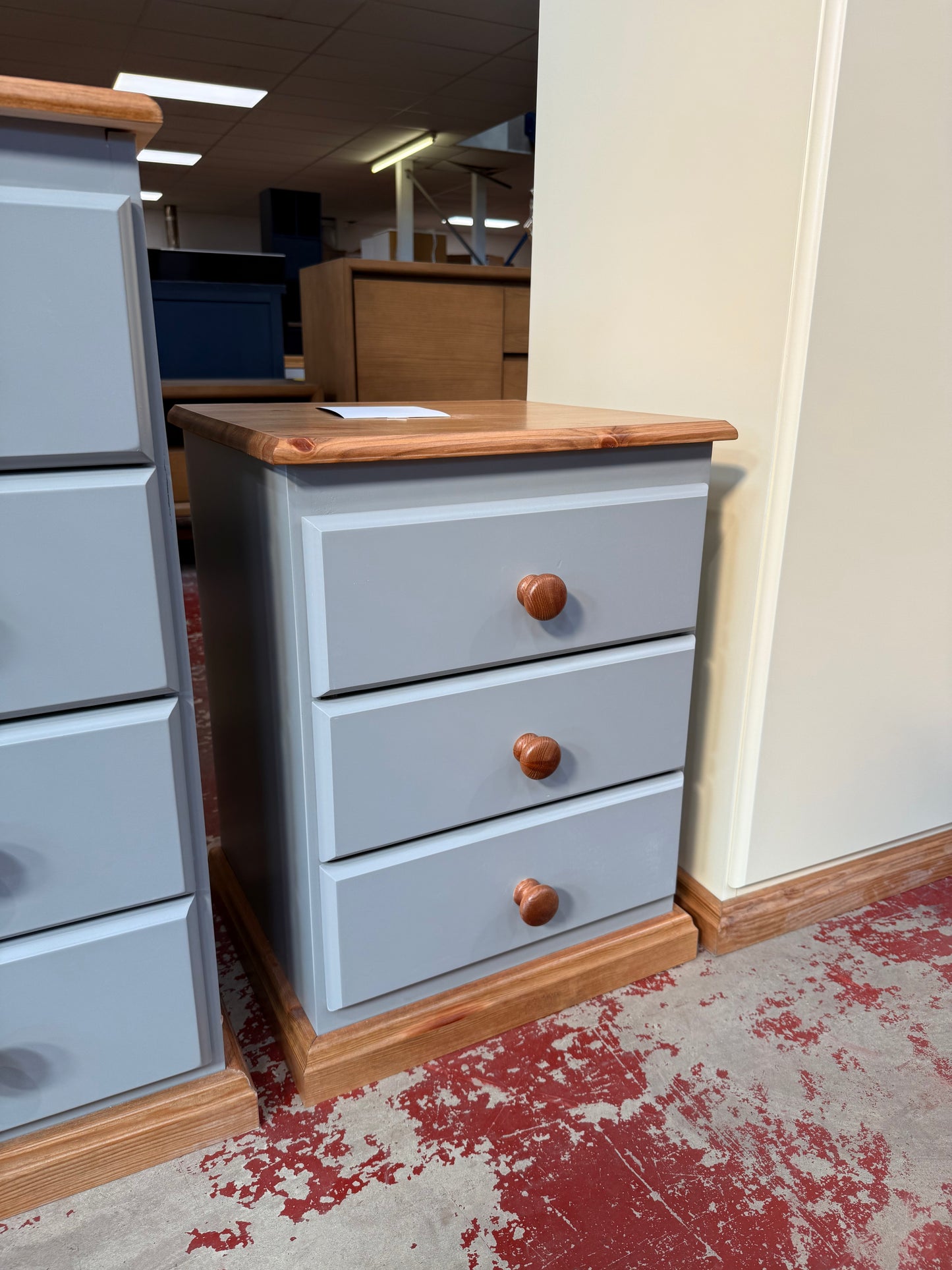 Grey Pine Bedside Table