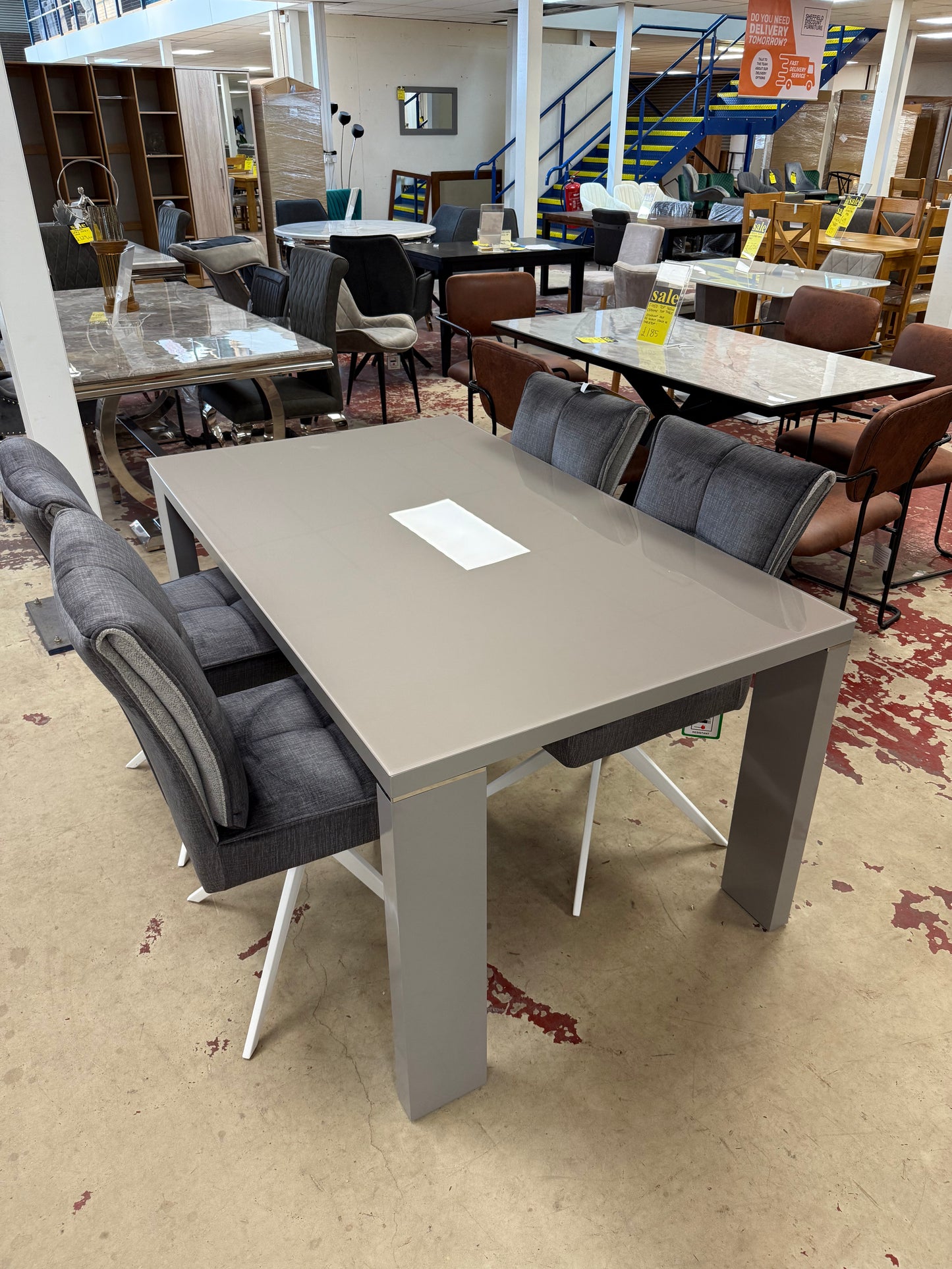 Soho Glass Table + 6 Swivel Chairs