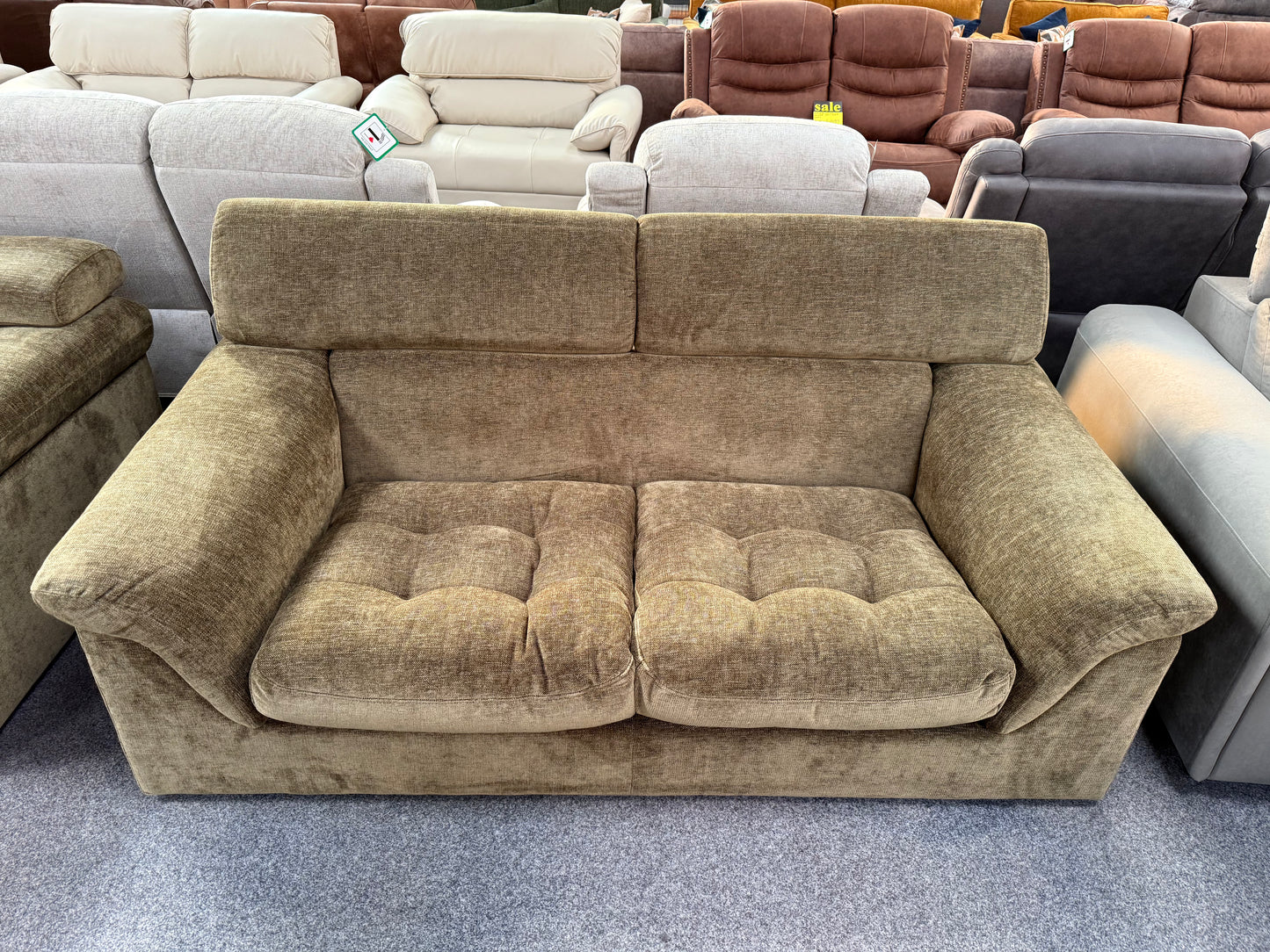 Hunter Green Sofa - Adjustable Headrests
