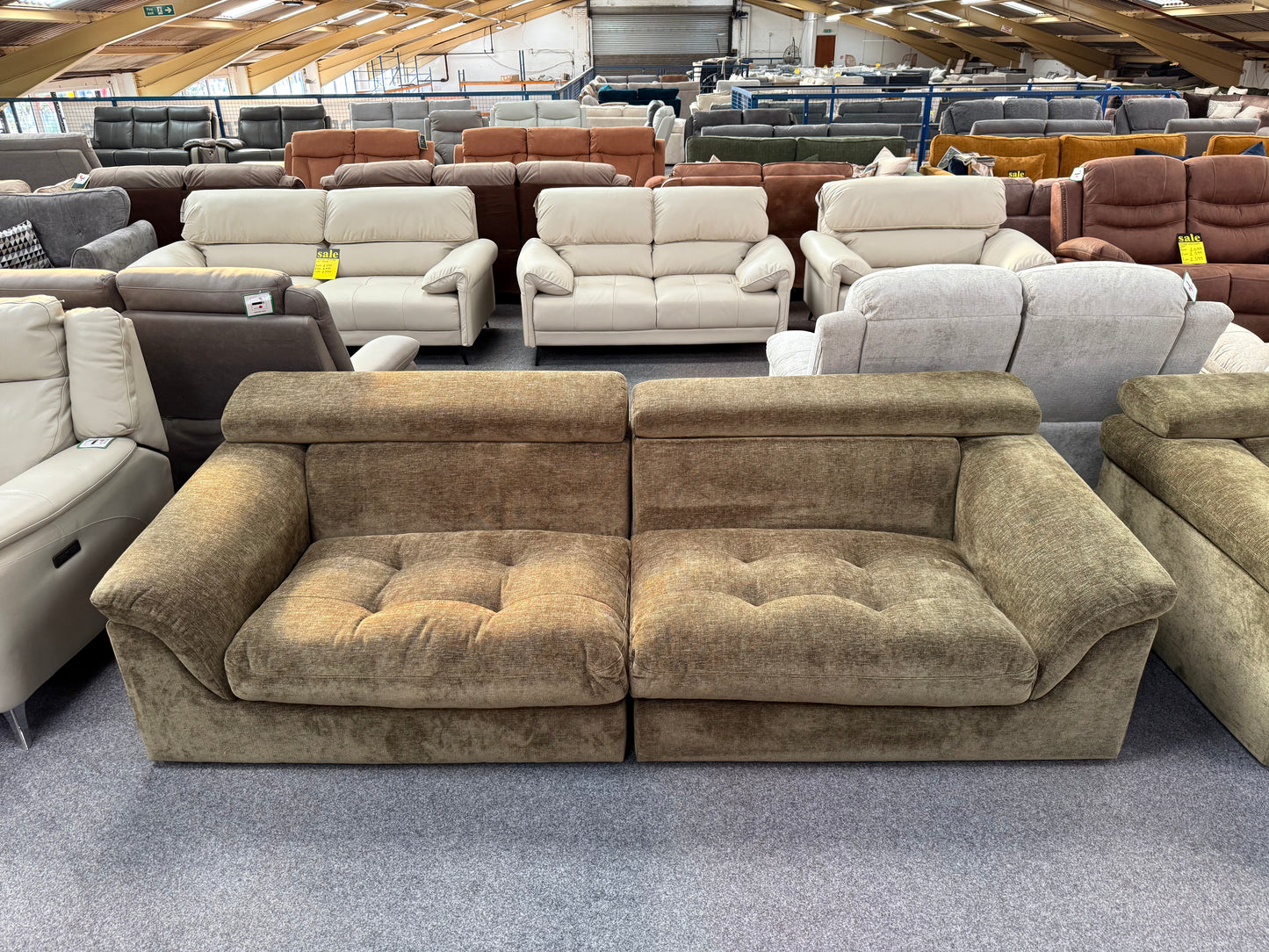Hunter Green Sofa - Adjustable Headrests
