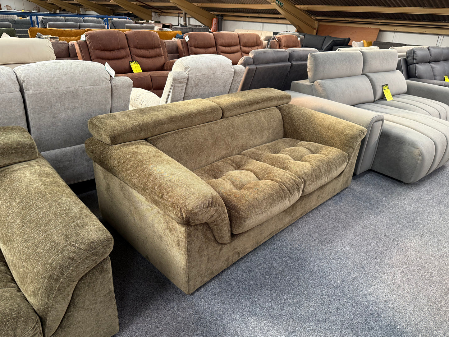 Hunter Green Sofa - Adjustable Headrests