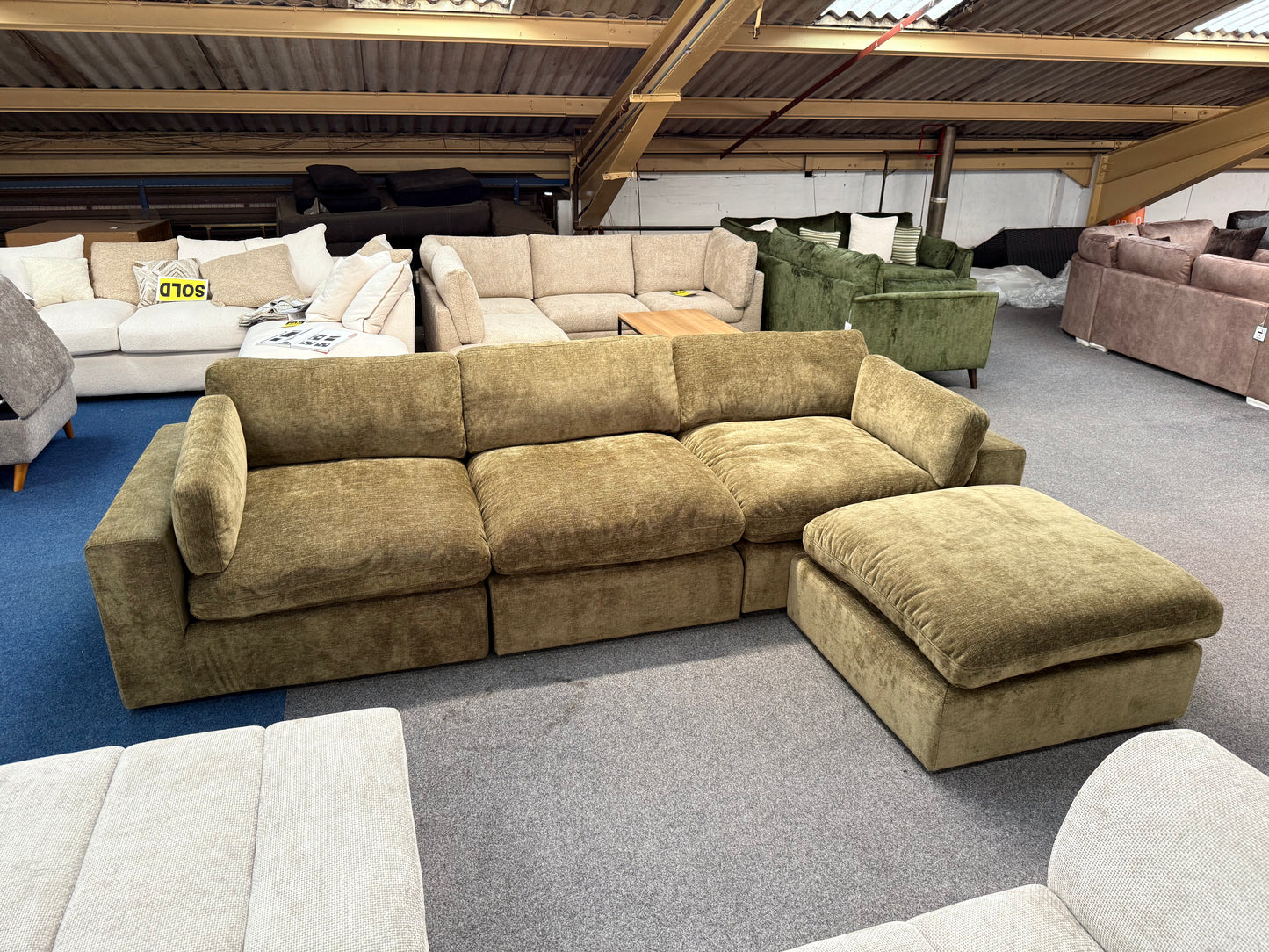 Modular L-Shaped Sofa (Green)