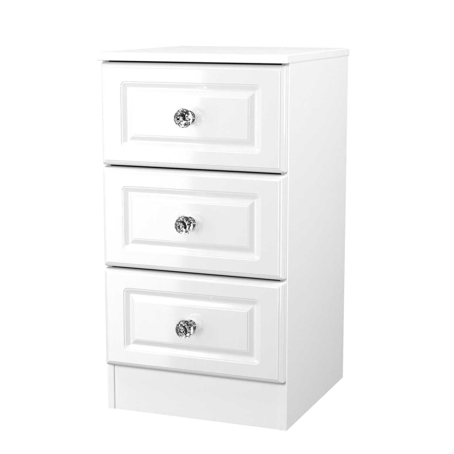 Lisbon White Gloss 3 Drawer Bedside Cabinet Sheffield Discount Furniture