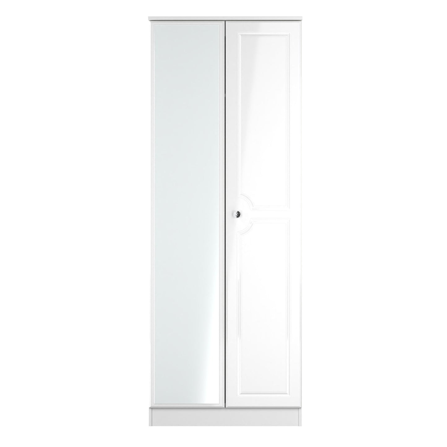 Lisbon White Gloss 2 Door Wardrobe With Mirror Left Door Sheffield Discount Furniture