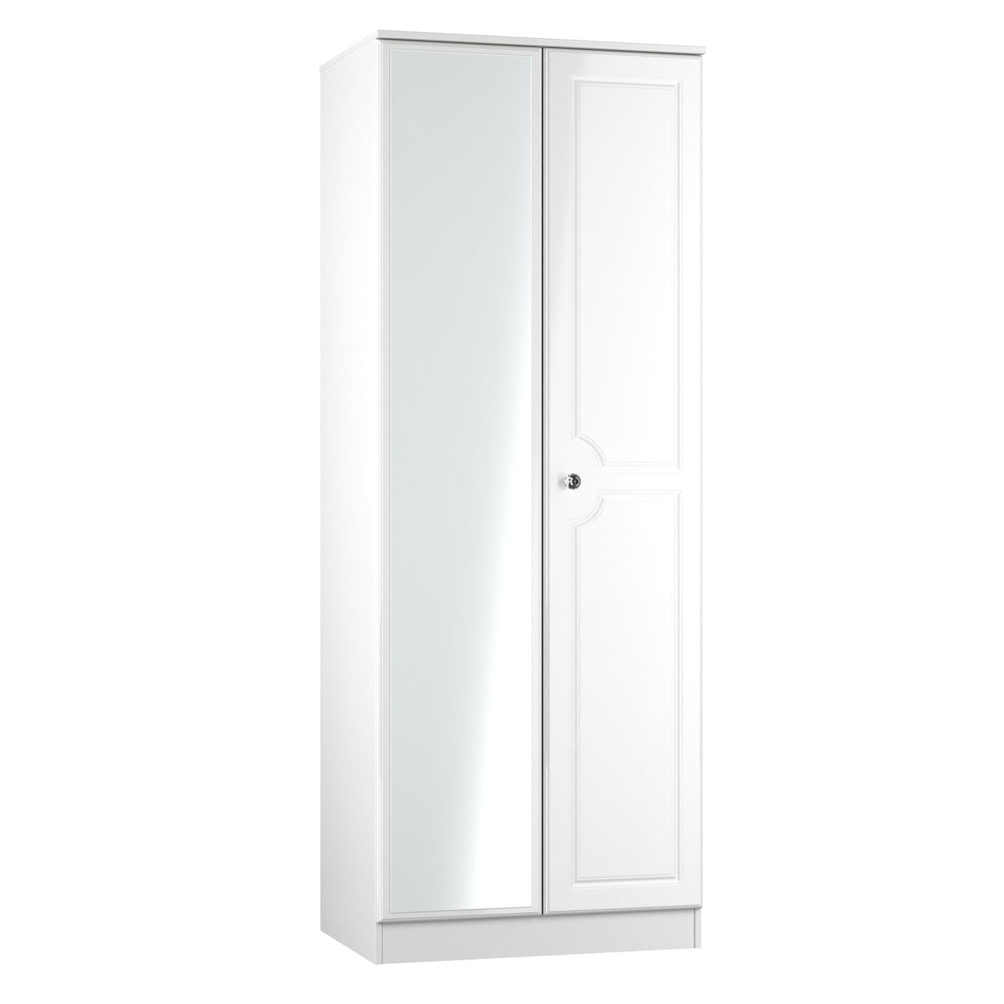 Lisbon White Gloss 2 Door Wardrobe With Mirror Left Door Sheffield Discount Furniture