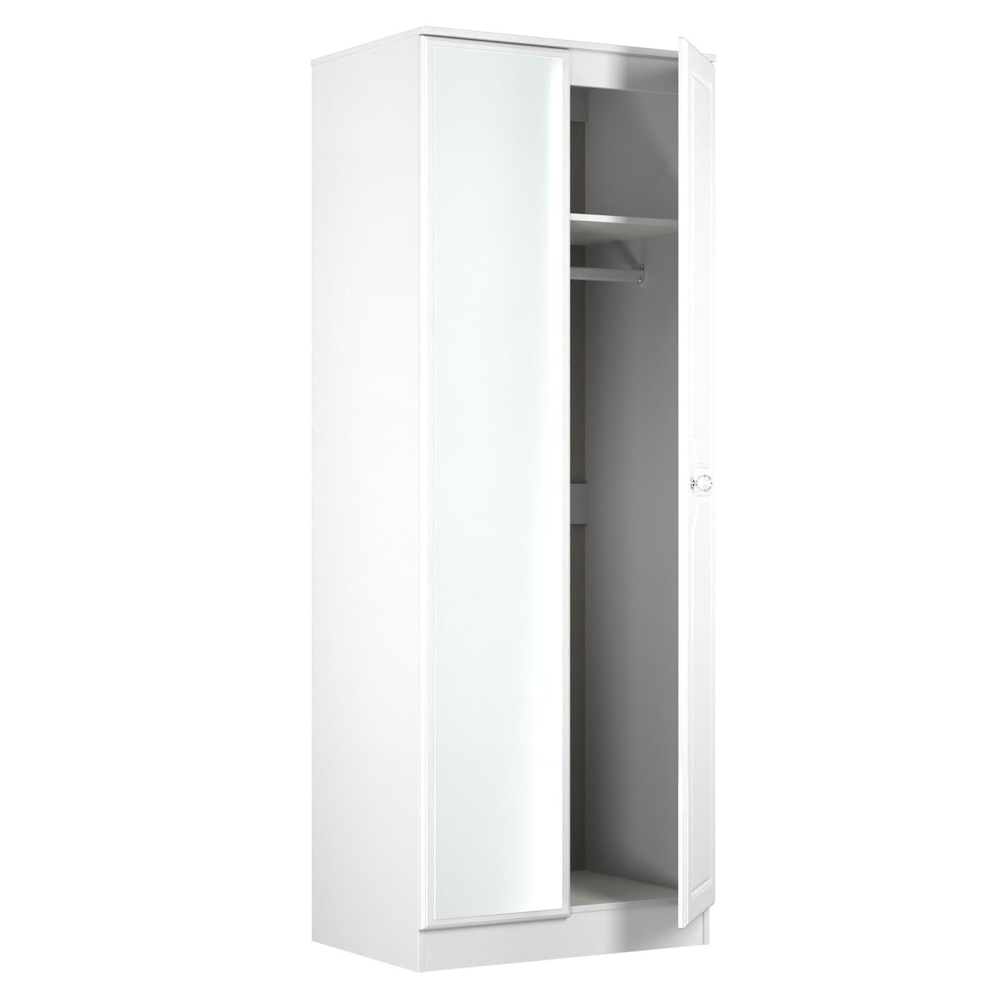 Lisbon White Gloss 2 Door Wardrobe With Mirror Left Door Sheffield Discount Furniture