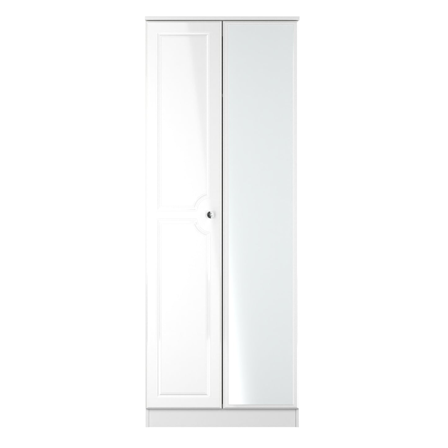 Lisbon White Gloss 2 Door Wardrobe With Mirror Right Door Sheffield Discount Furniture