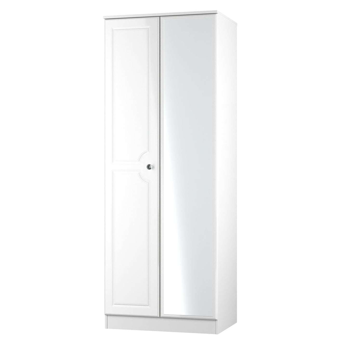 Lisbon White Gloss 2 Door Wardrobe With Mirror Right Door Sheffield Discount Furniture