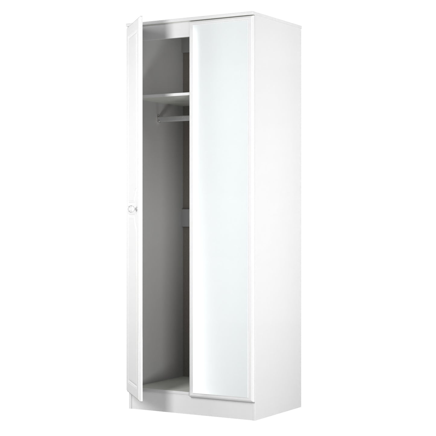 Lisbon White Gloss 2 Door Wardrobe With Mirror Right Door Sheffield Discount Furniture