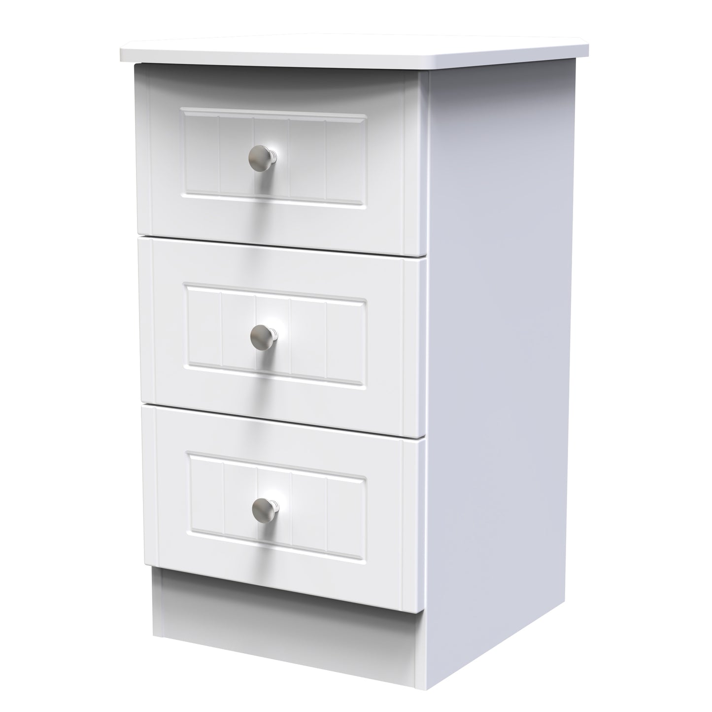 Miami White Matt 3 Drawer Bedside Cabinet Sheffield Discount Furniture
