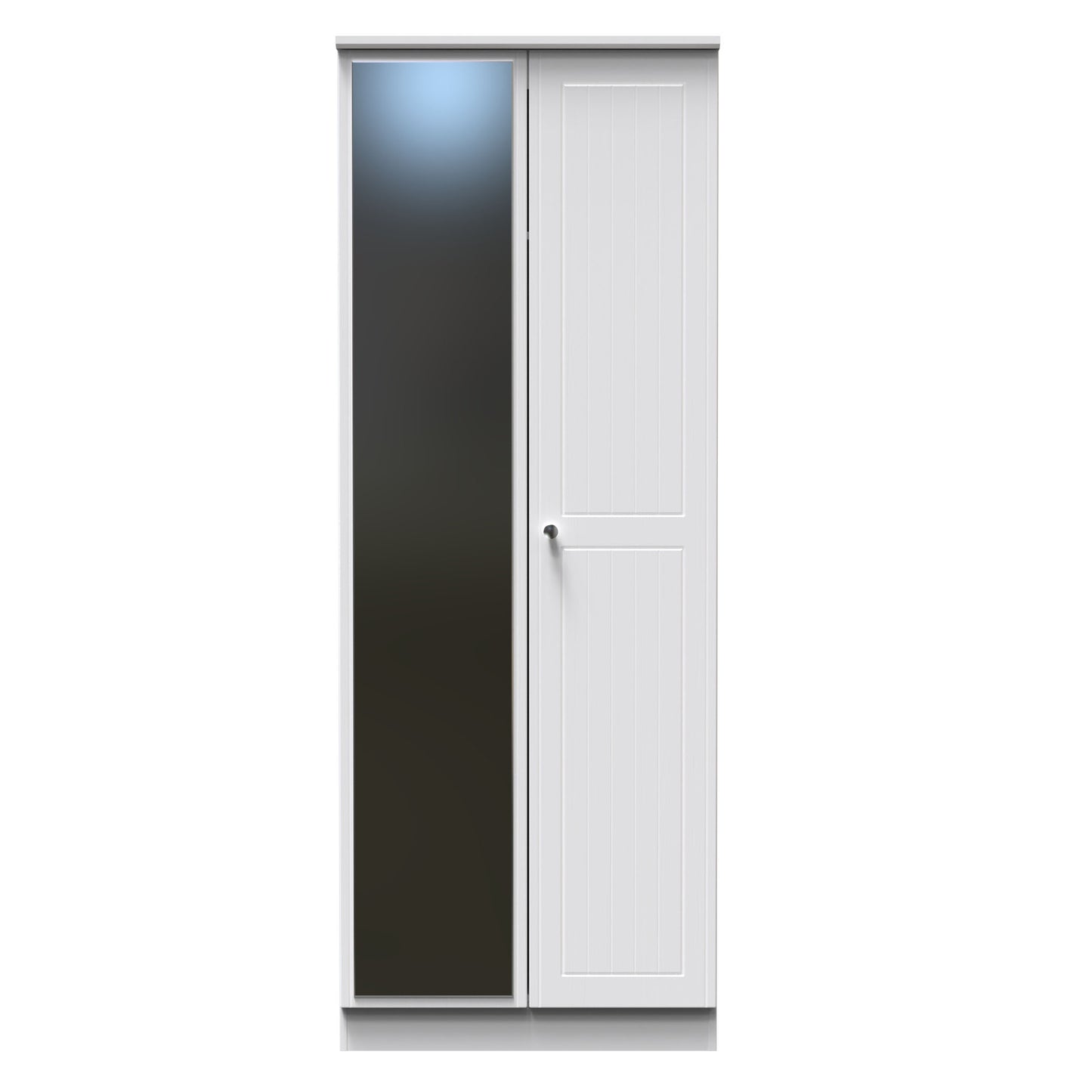 Miami White Matt 2 Door Wardrobe With Mirror Left Door Sheffield Discount Furniture