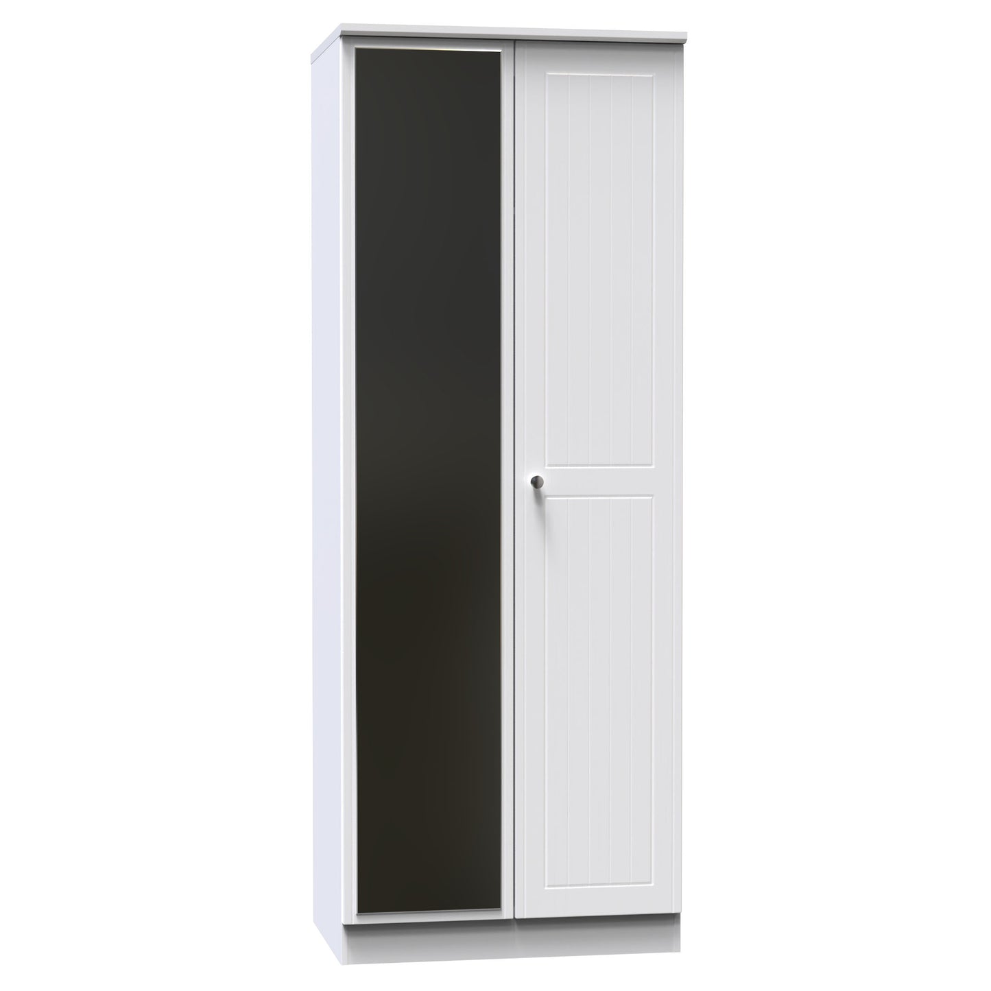 Miami White Matt 2 Door Wardrobe With Mirror Left Door Sheffield Discount Furniture