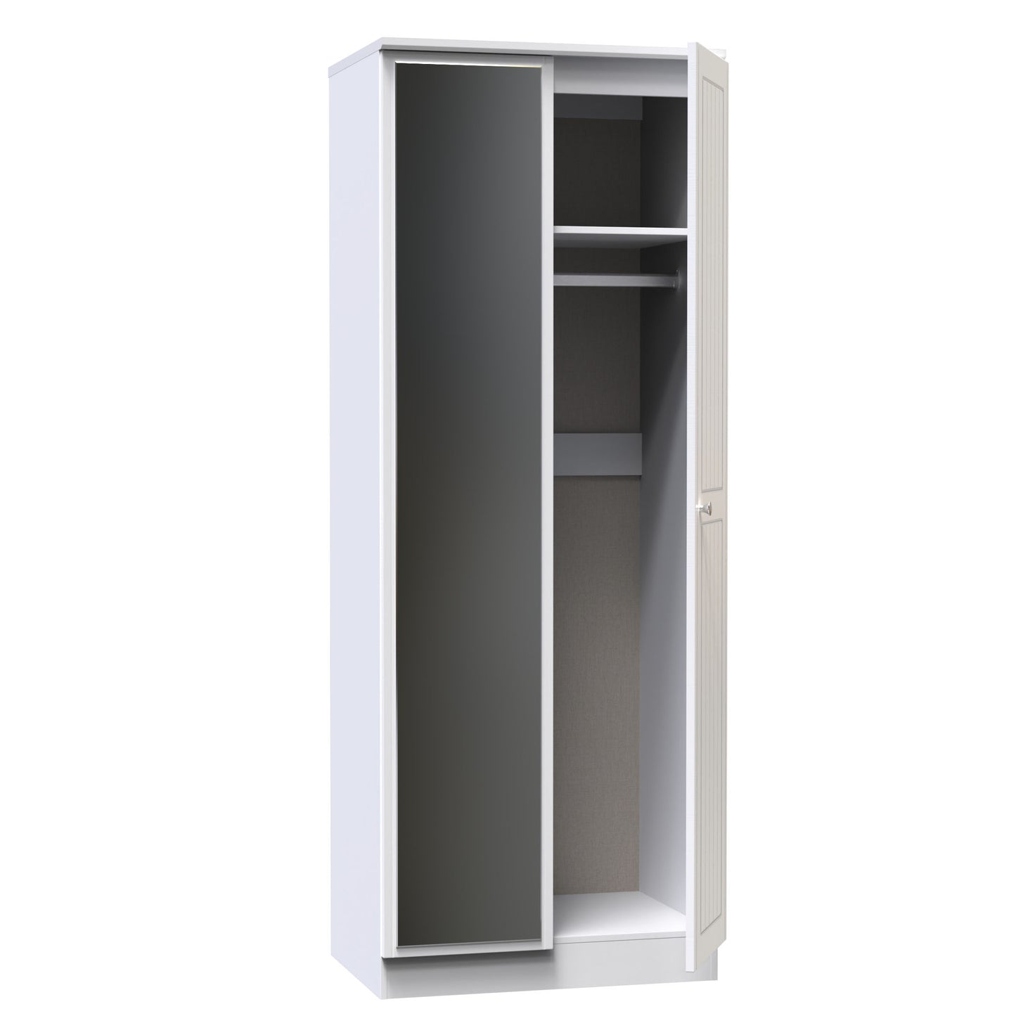 Miami White Matt 2 Door Wardrobe With Mirror Left Door Sheffield Discount Furniture
